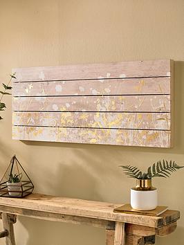 Product photograph of Art For The Home Metallic Wood Meadow Print On Wood Wall Art from very.co.uk