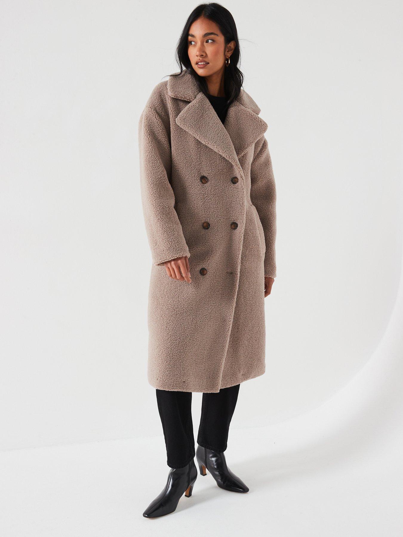 undefined Longline Borg Coat - Light Brown