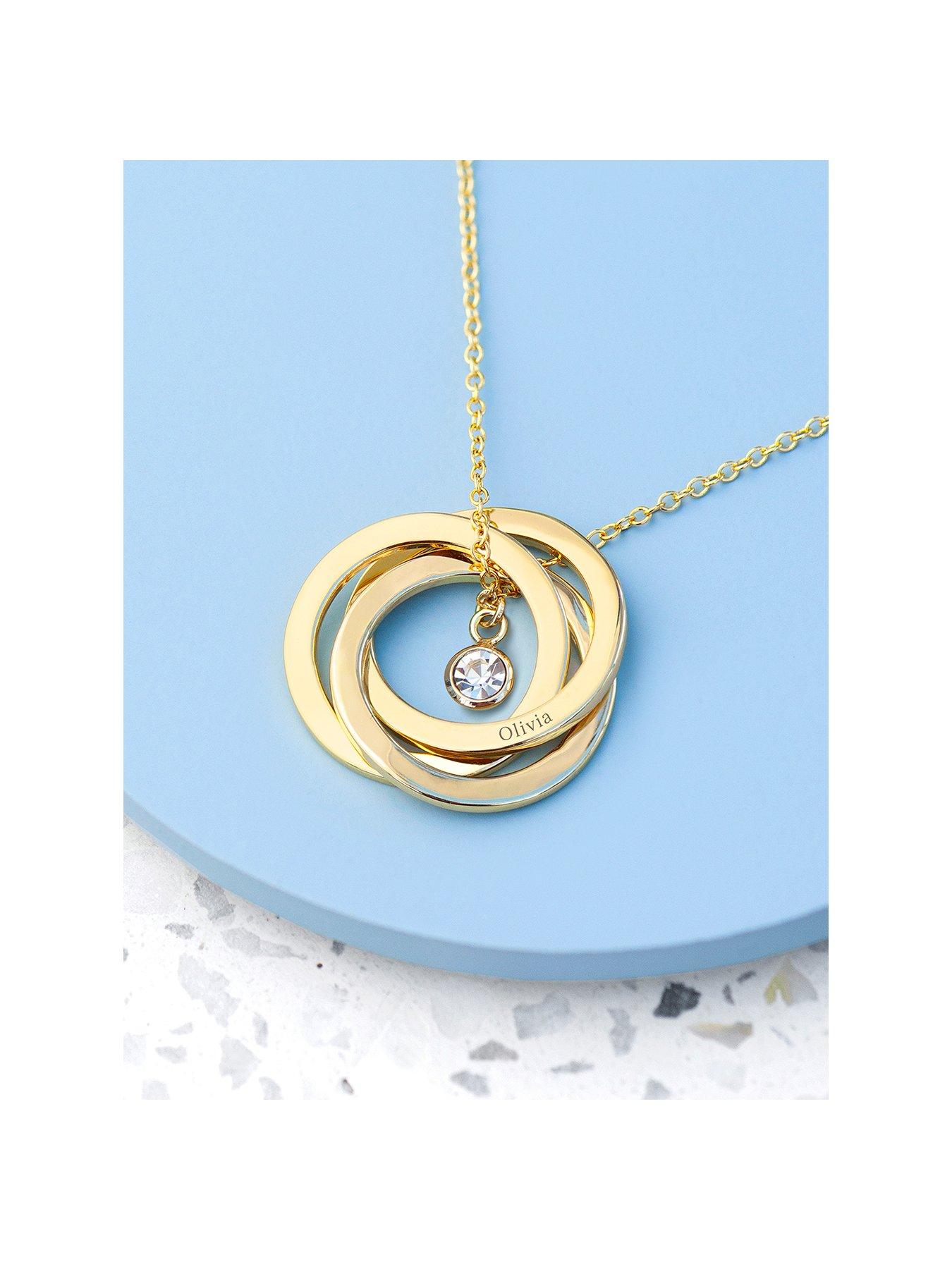 Product photograph of Treat Republic Personalised Russian Ring Necklace In Gold from very.co.uk