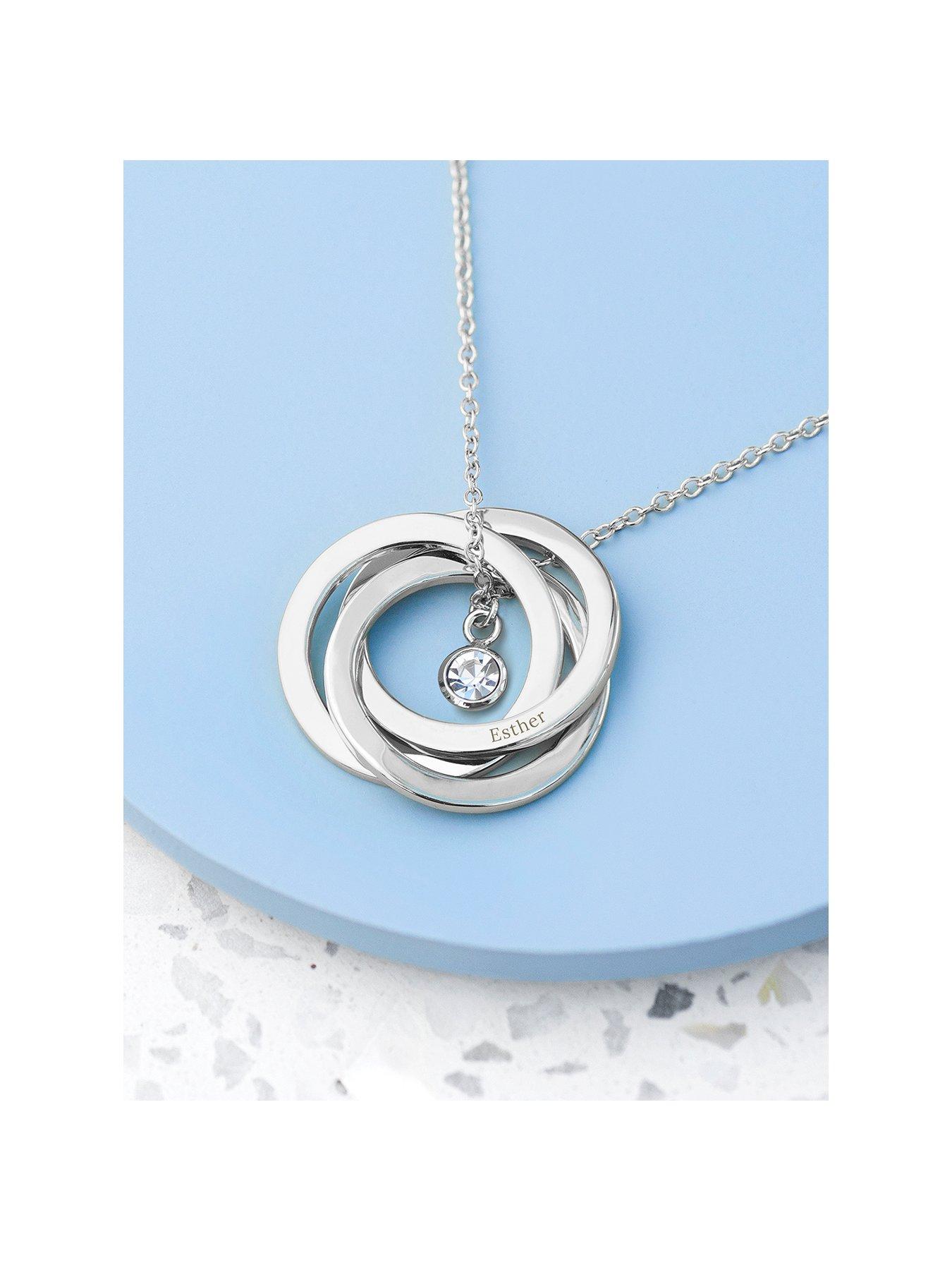 undefined Personalised Russian Ring Necklace in Silver
