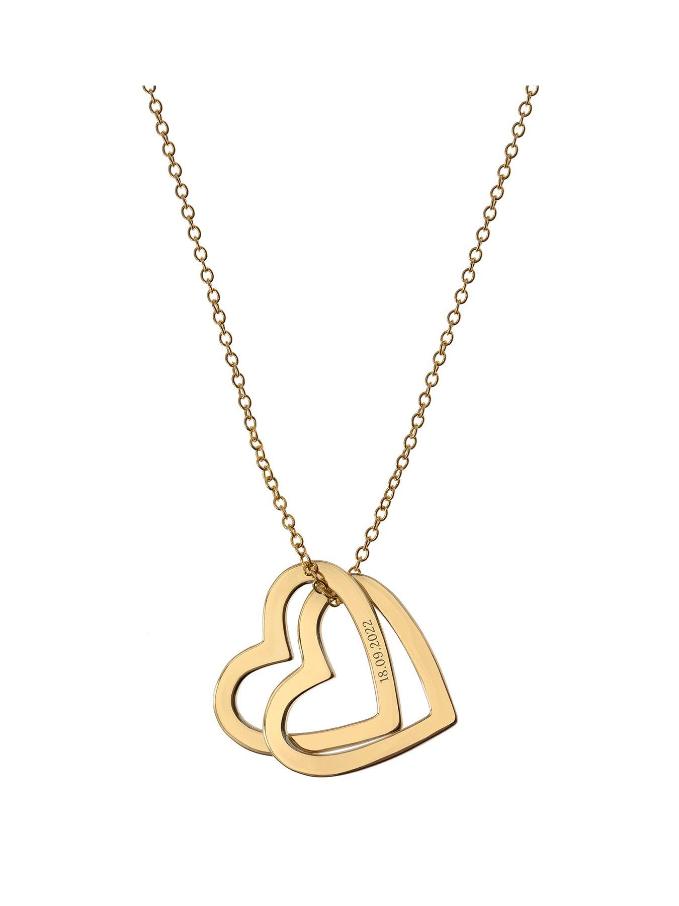 Product photograph of Treat Republic Personalised Entwined Hearts Necklace In Gold from very.co.uk