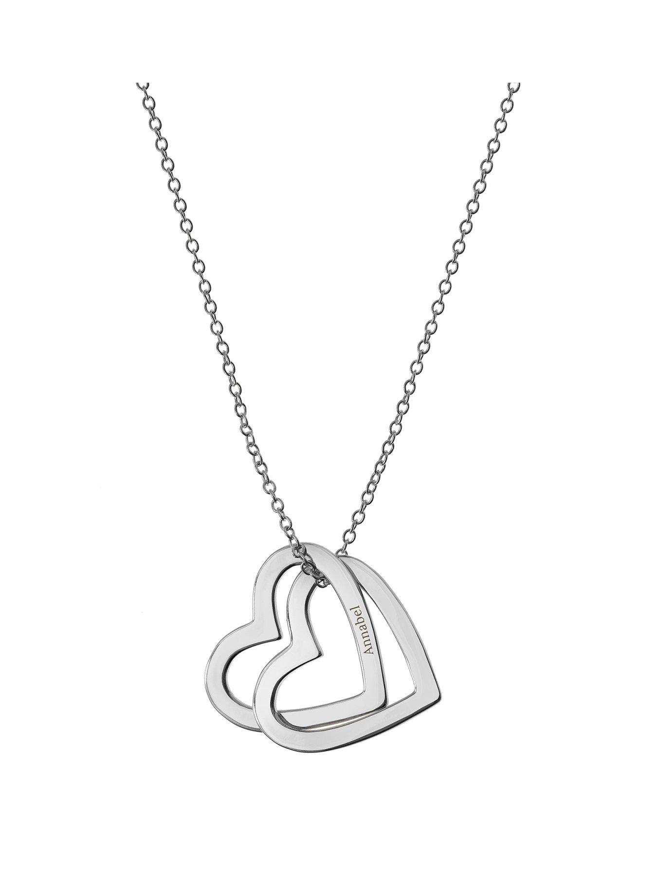 Product photograph of Treat Republic Personalised Entwined Hearts Necklace In Silver from very.co.uk