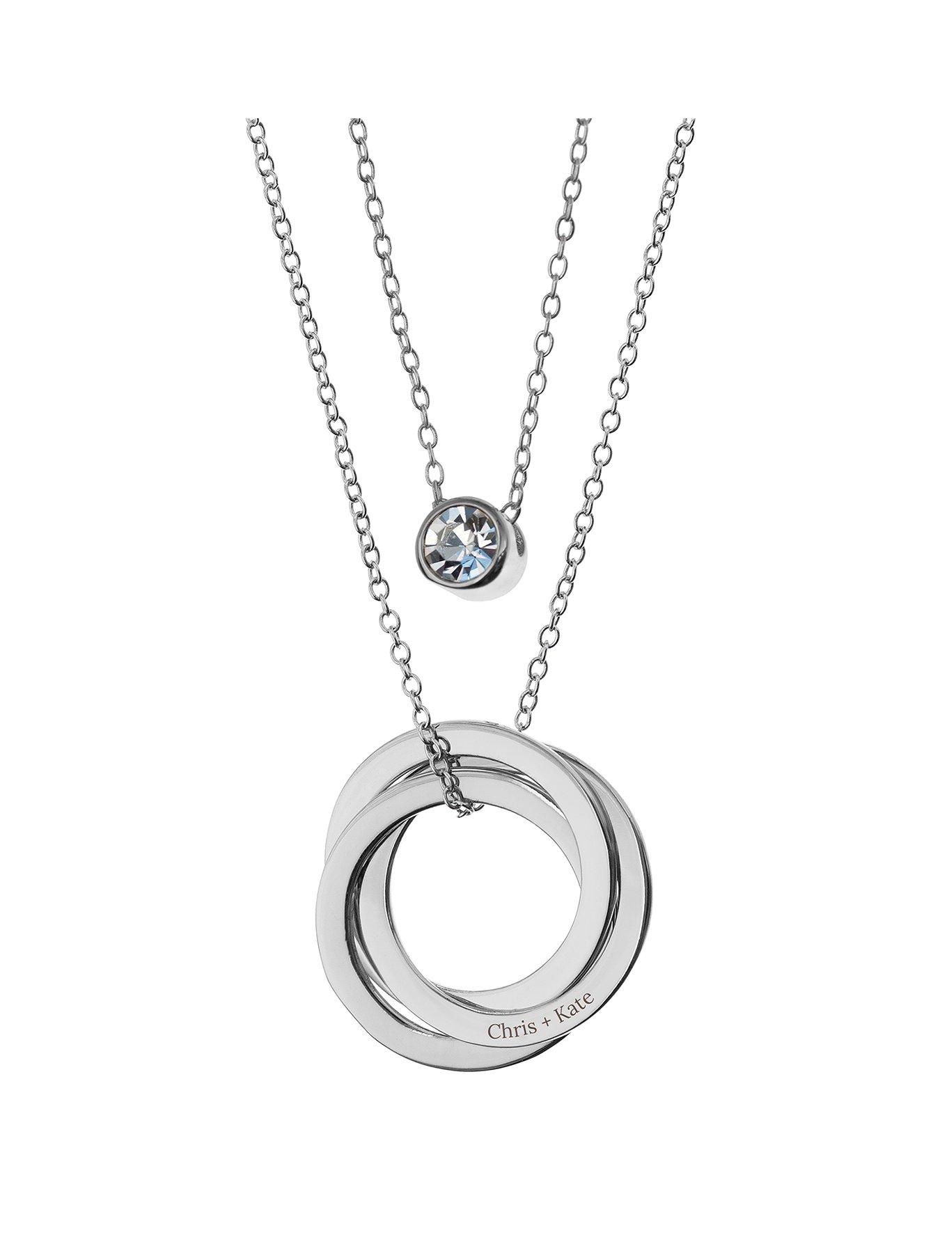 undefined Personalised Russian Ring Layered Necklace in Silver