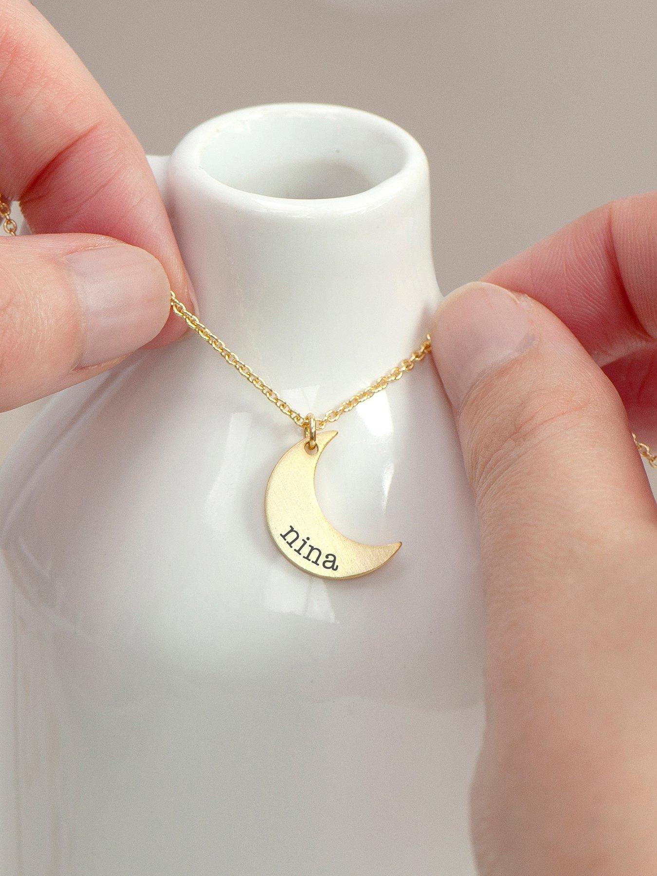 Image 2 of 4 of Treat Republic Personalised Crescent Moon Necklace in Gold