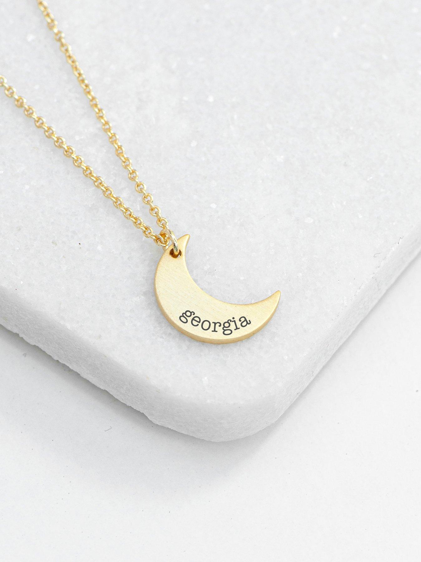 Image 3 of 4 of Treat Republic Personalised Crescent Moon Necklace in Gold