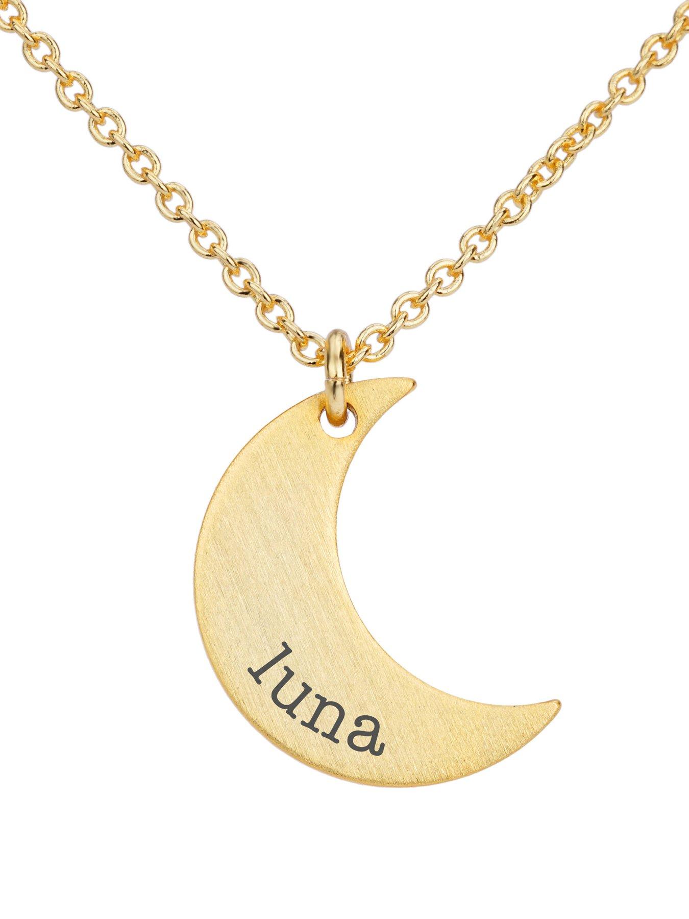 Image 4 of 4 of Treat Republic Personalised Crescent Moon Necklace in Gold