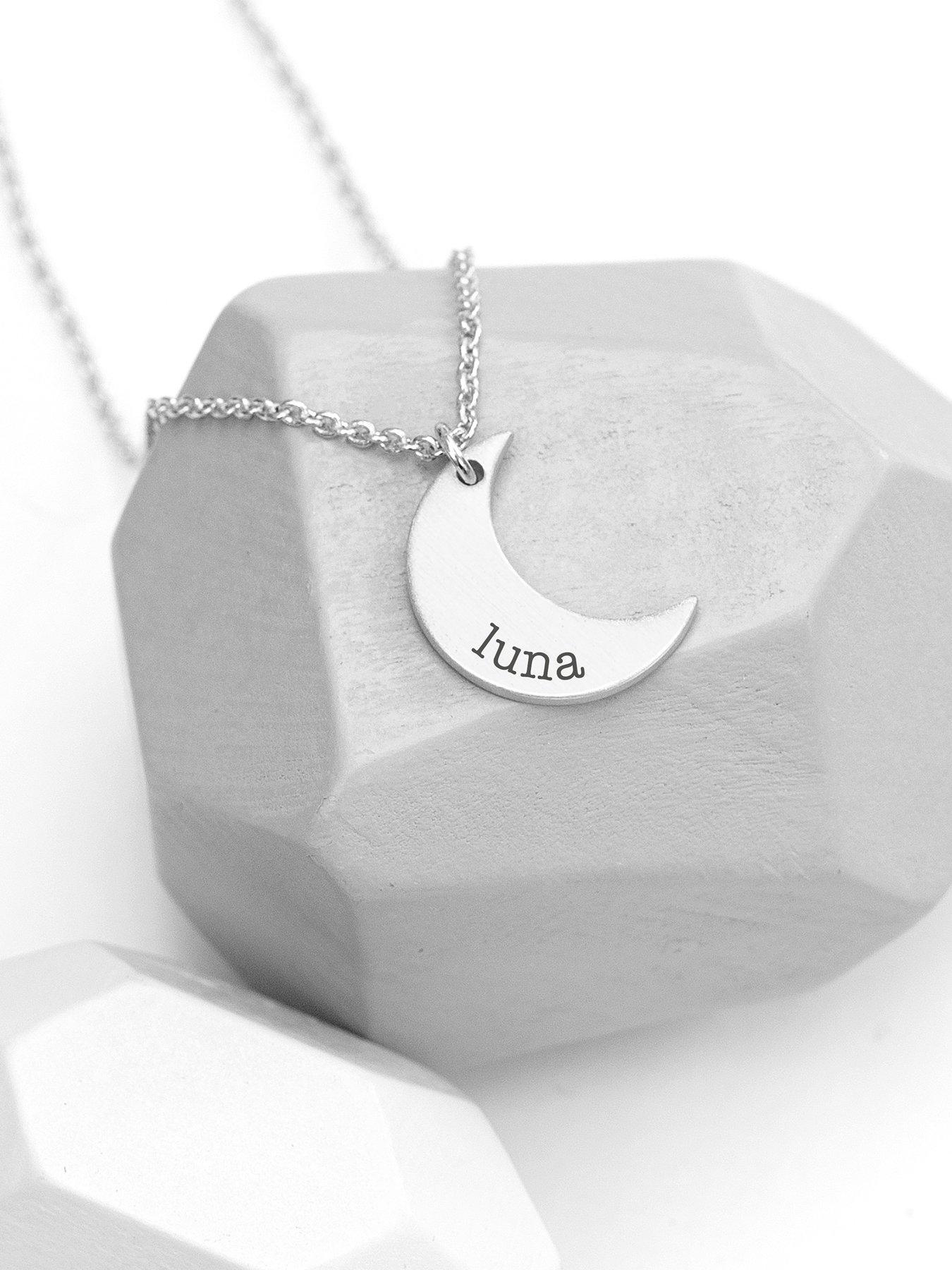 Image 2 of 4 of Treat Republic Personalised Crescent Moon Necklace in Silver