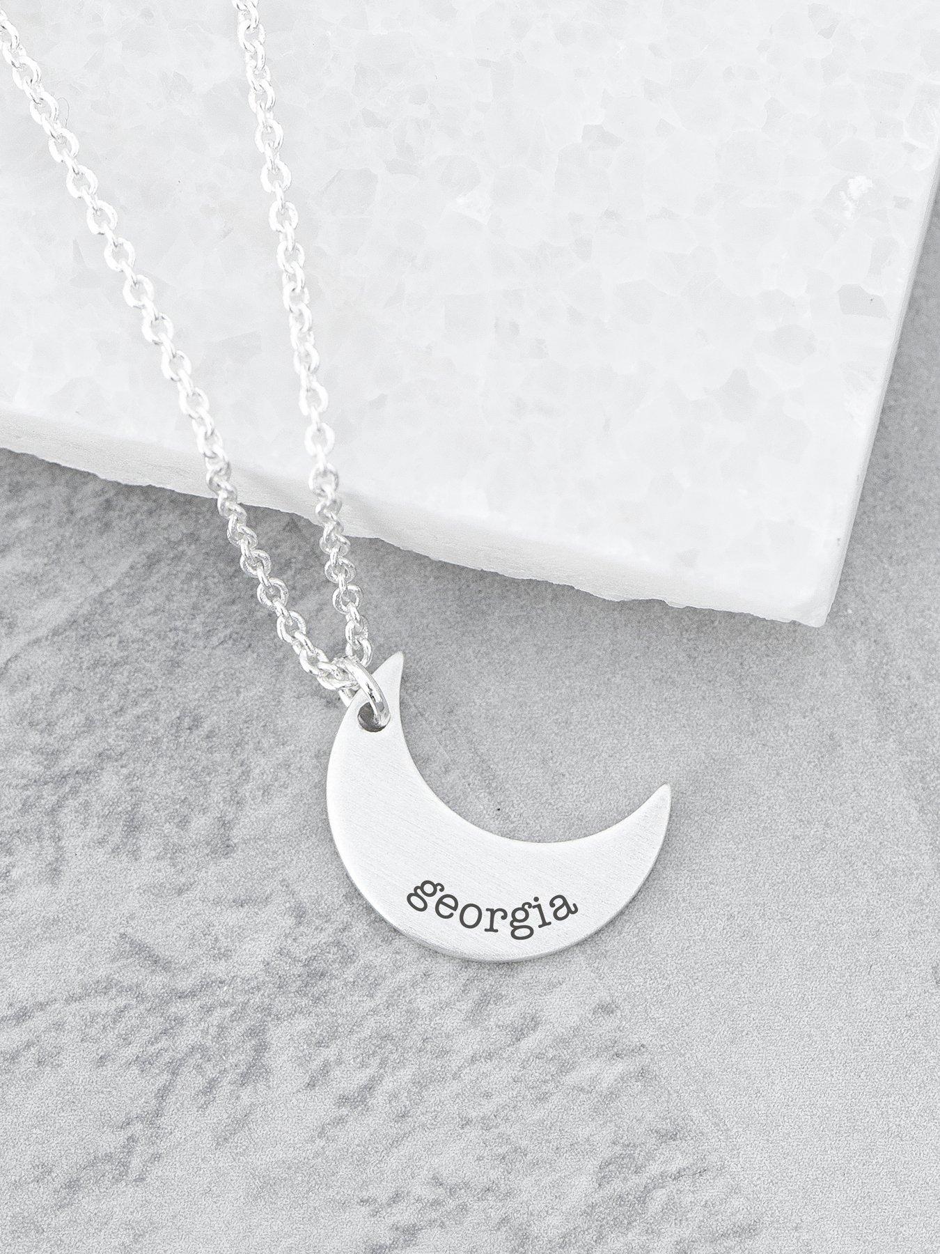 Image 3 of 4 of Treat Republic Personalised Crescent Moon Necklace in Silver