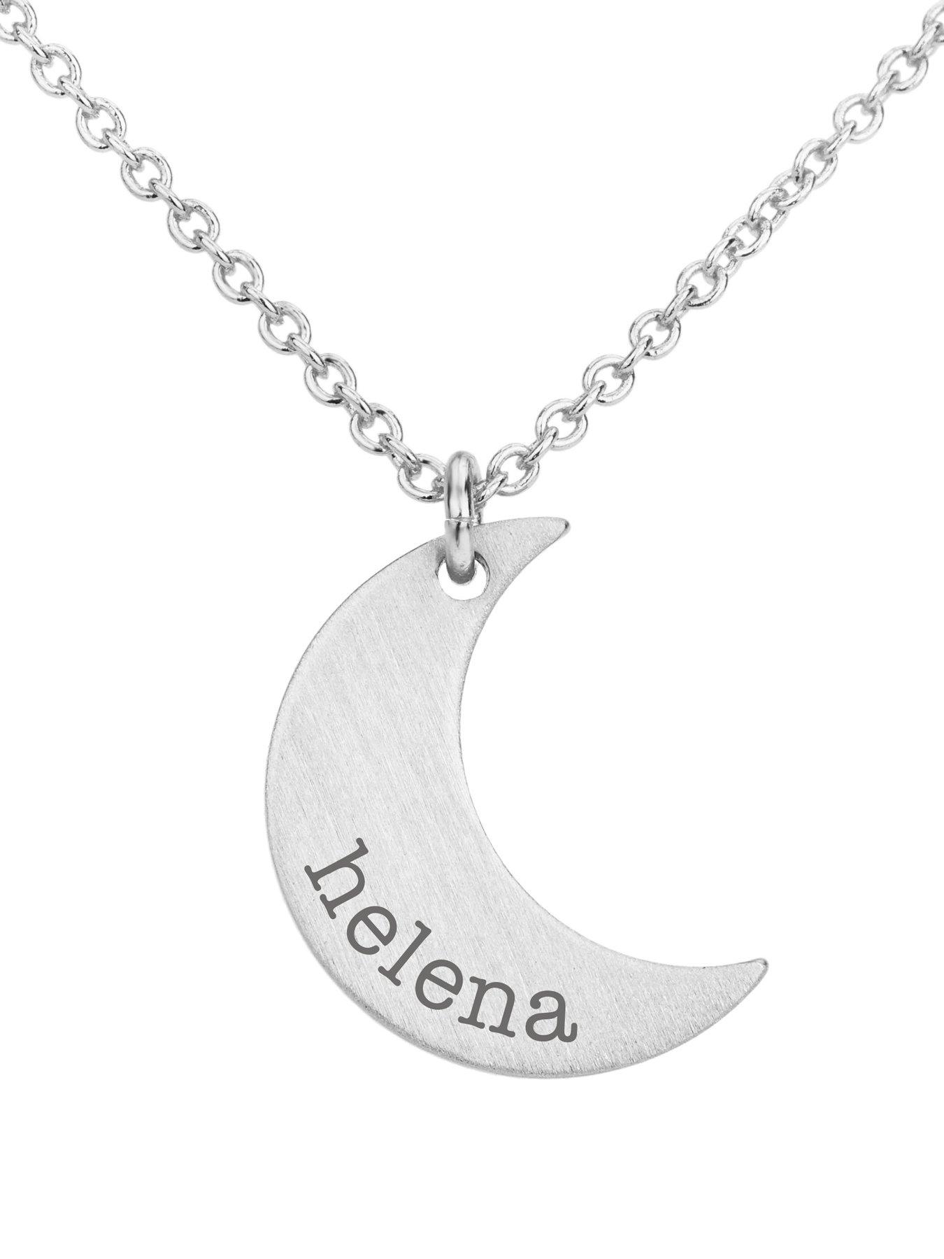 Image 4 of 4 of Treat Republic Personalised Crescent Moon Necklace in Silver