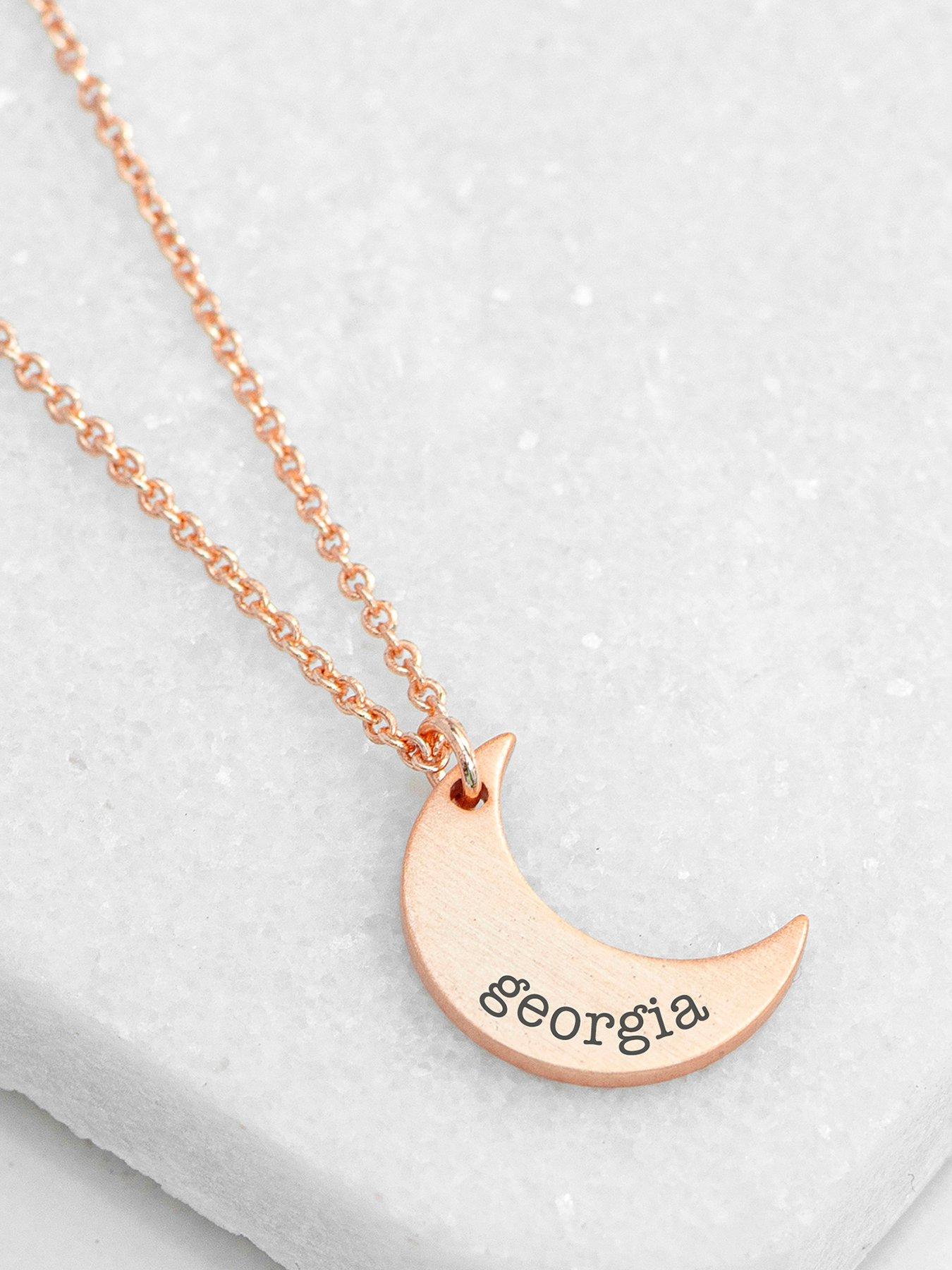 undefined Personalised Crescent Moon Necklace in Rose Gold