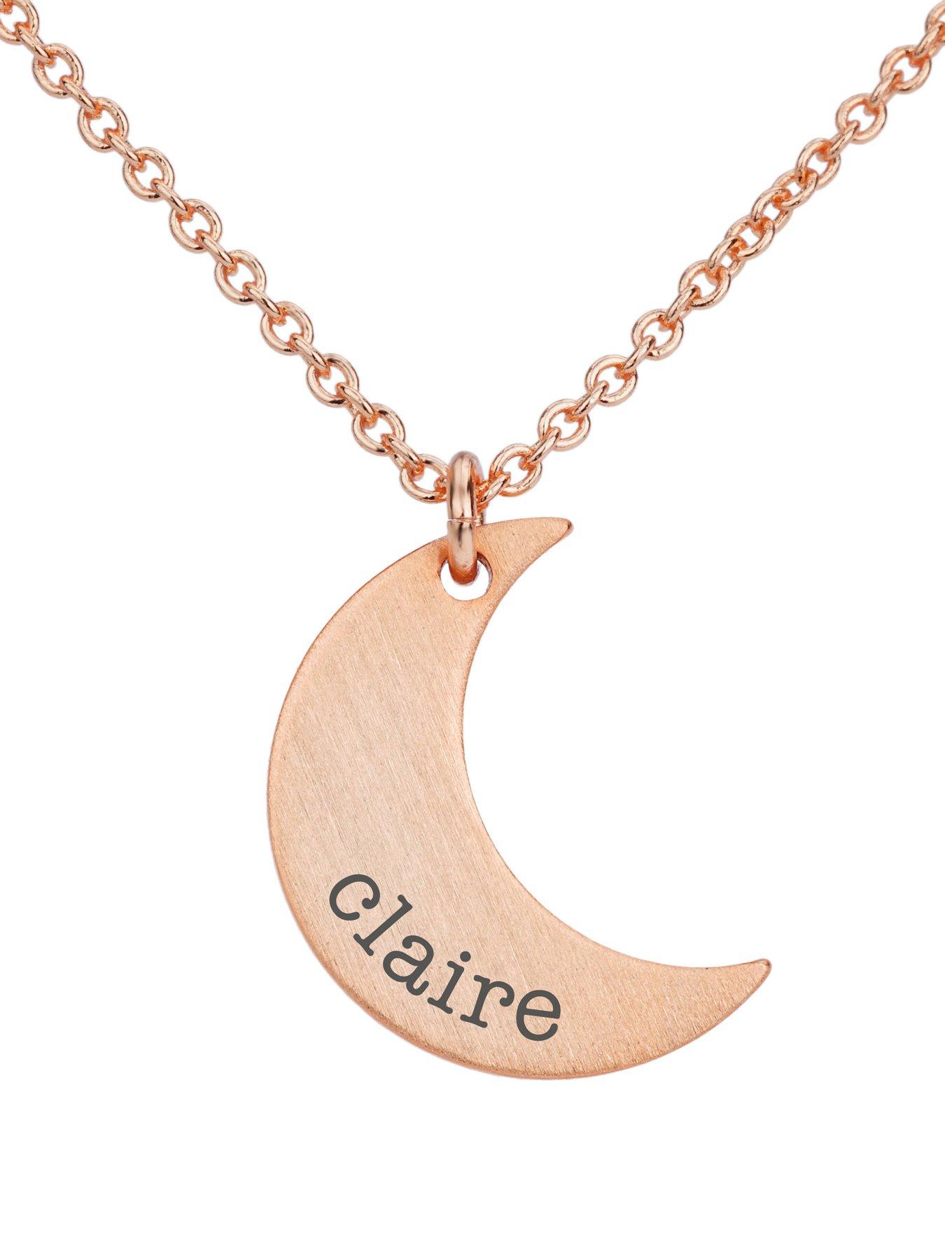 Image 4 of 4 of Treat Republic Personalised Crescent Moon Necklace in Rose Gold