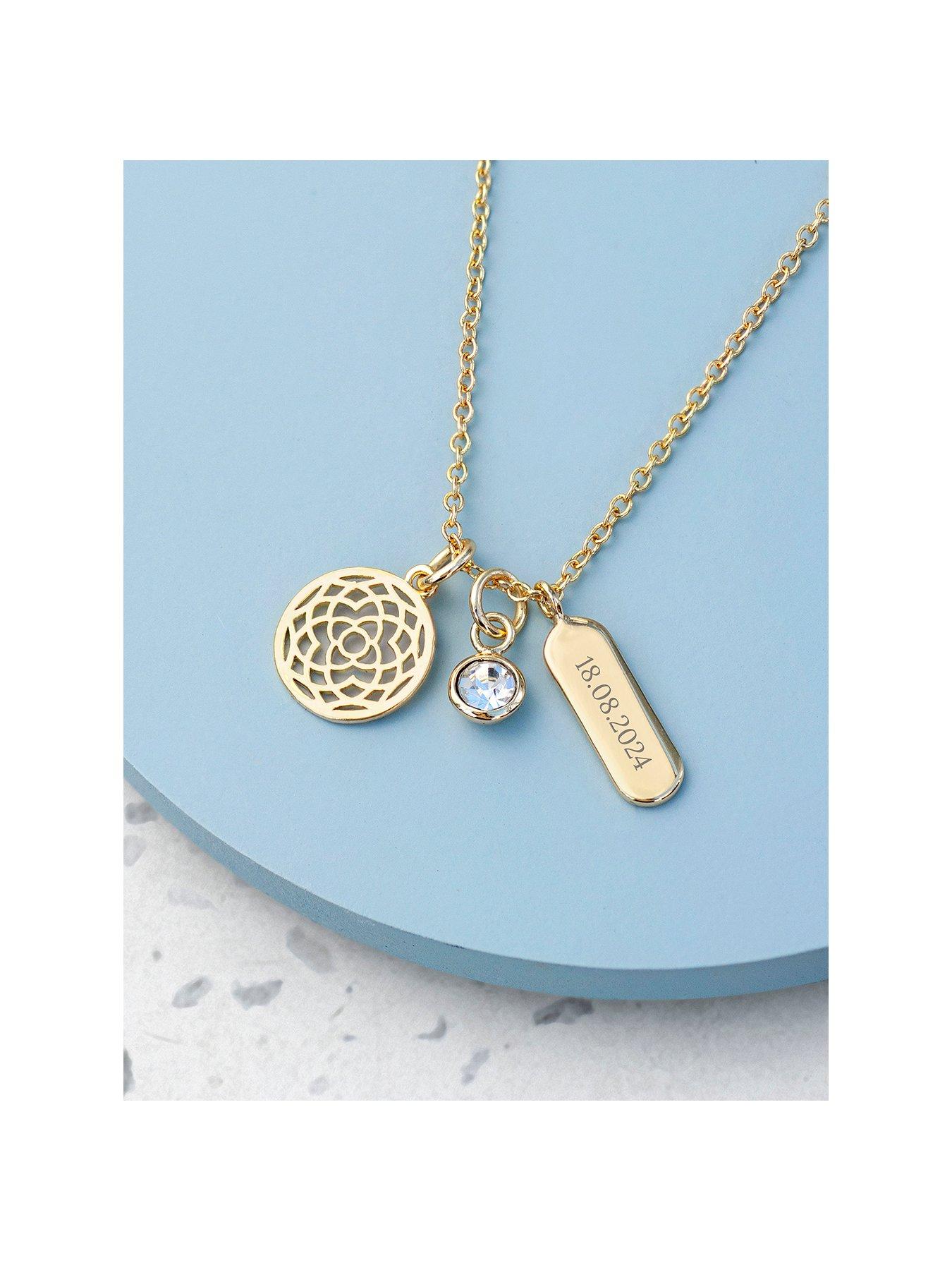 Product photograph of Treat Republic Personalised Mandala Charms Necklace In Gold from very.co.uk