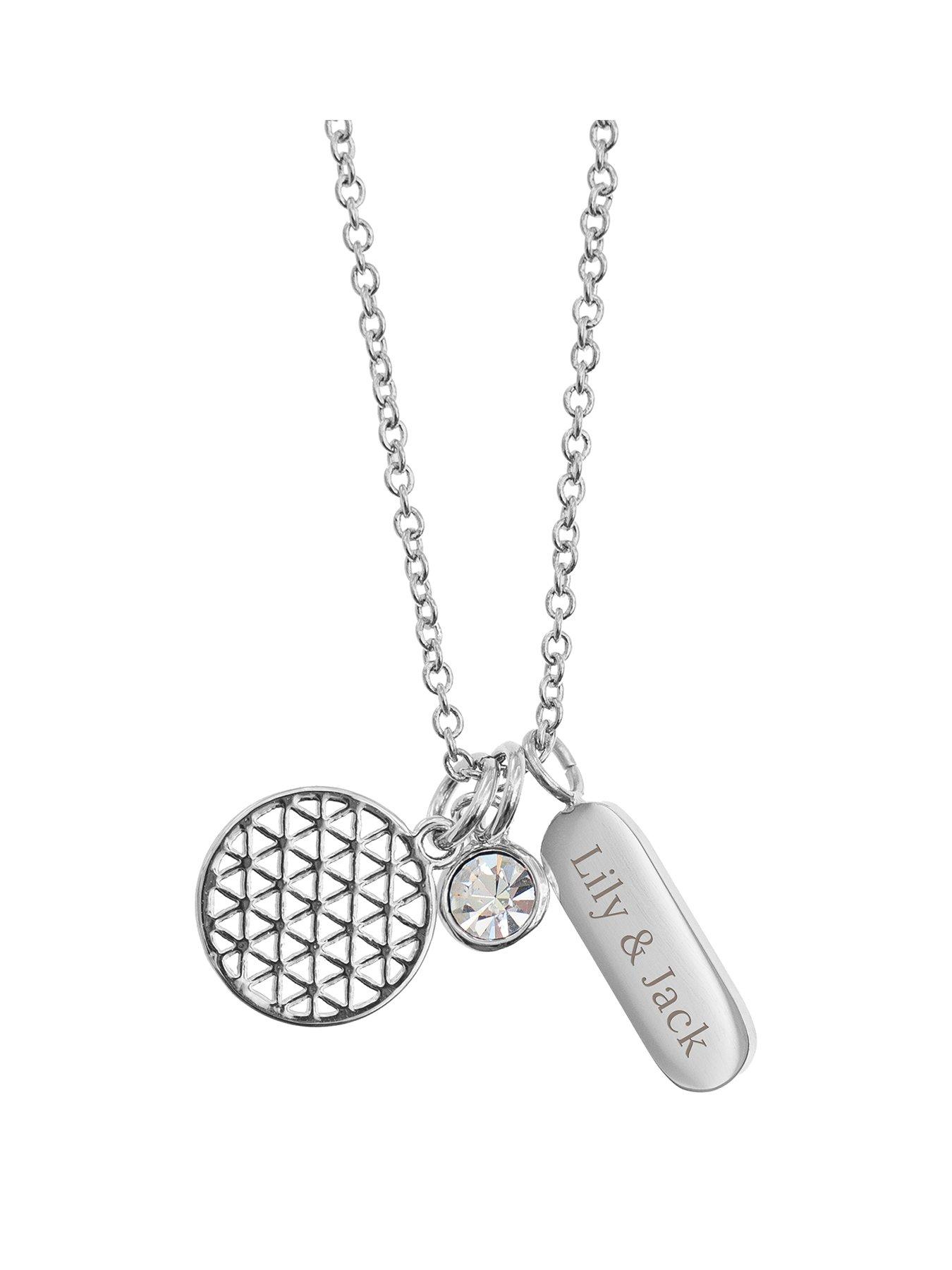 undefined Personalised Mandala Charms Necklace in Silver