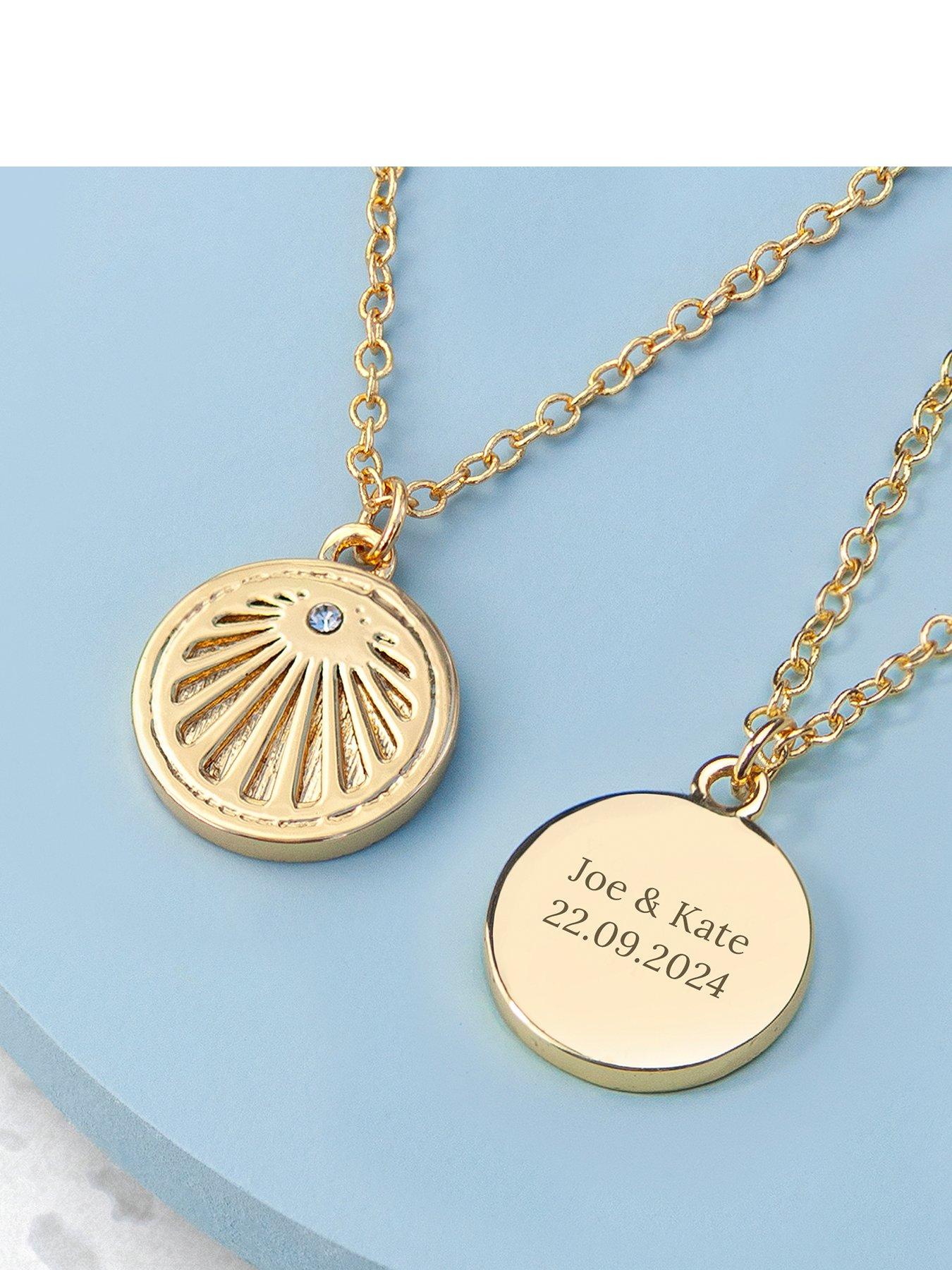 Product photograph of Treat Republic Personalised Sunburst Necklace from very.co.uk