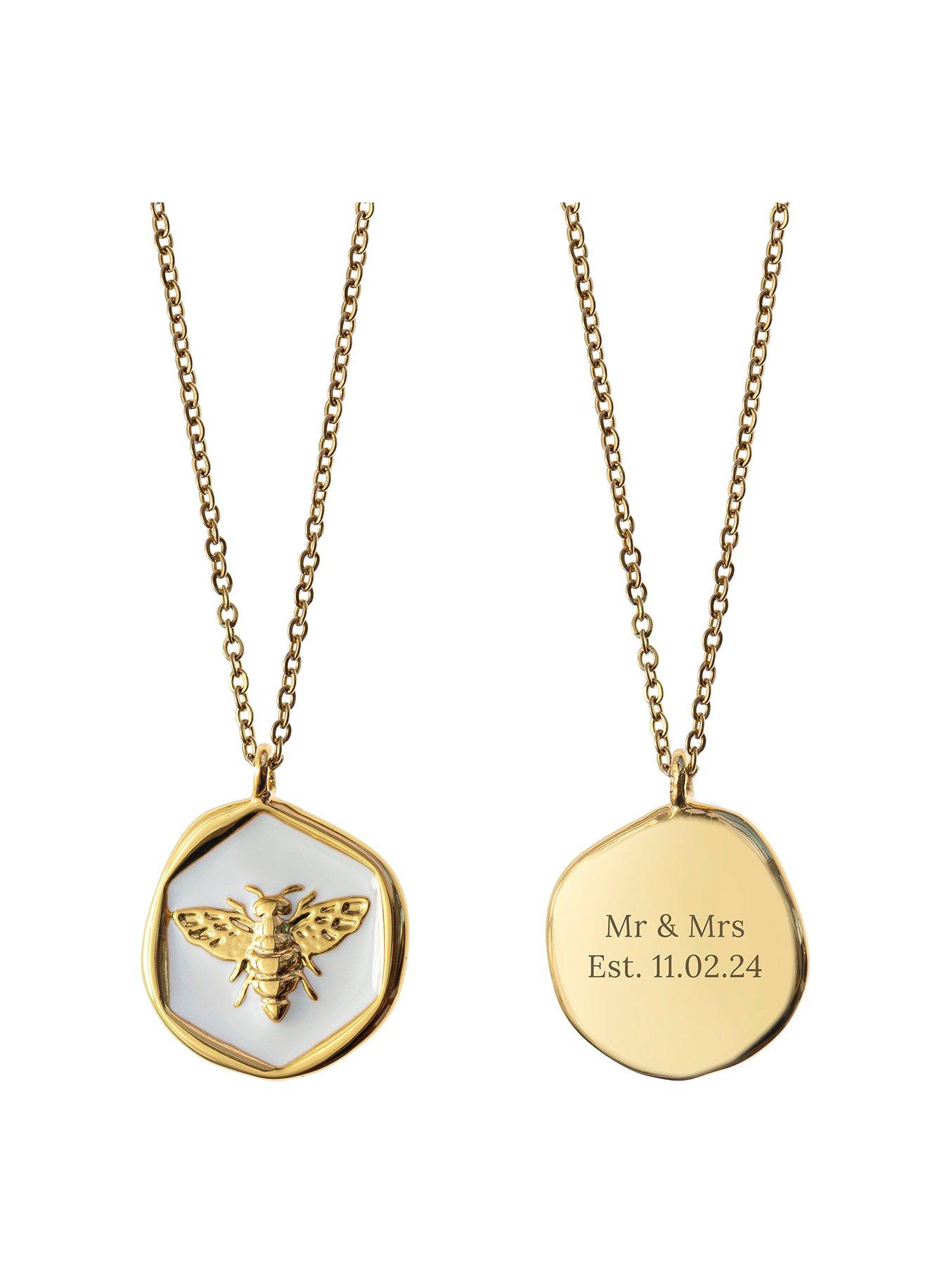 Product photograph of Treat Republic Personalised Honey Bee Pendant And Necklace from very.co.uk