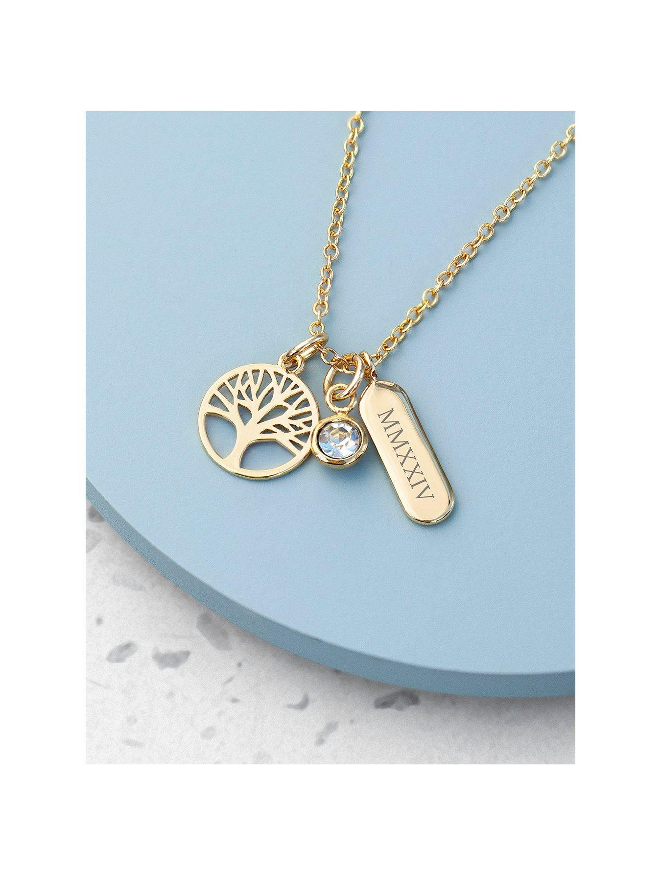 Product photograph of Treat Republic Personalised Tree Of Life Charms Necklace from very.co.uk
