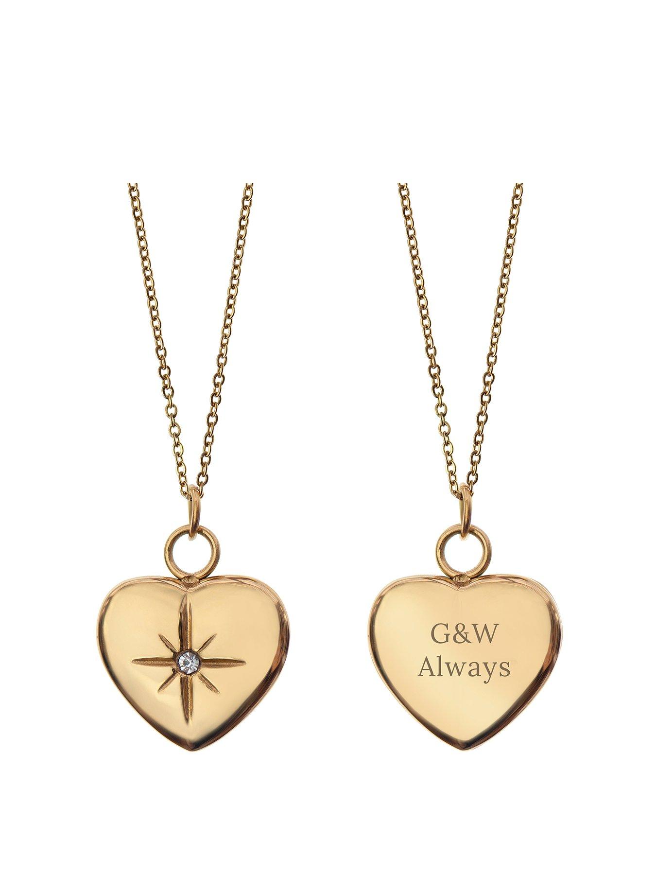undefined Personalised Celestial Heart Pendant and Necklace