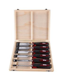 Product photograph of Hilka Tools 6 Pce Wood Chisel Set Clear Grip from very.co.uk