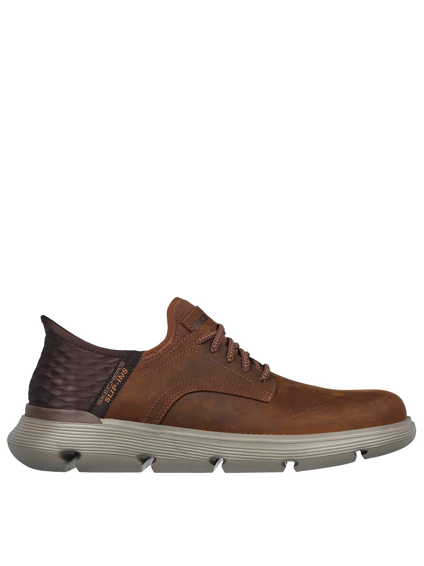 undefined Garza Slip-Ins Bungee Lace Up Shoes - Dark Brown Leather