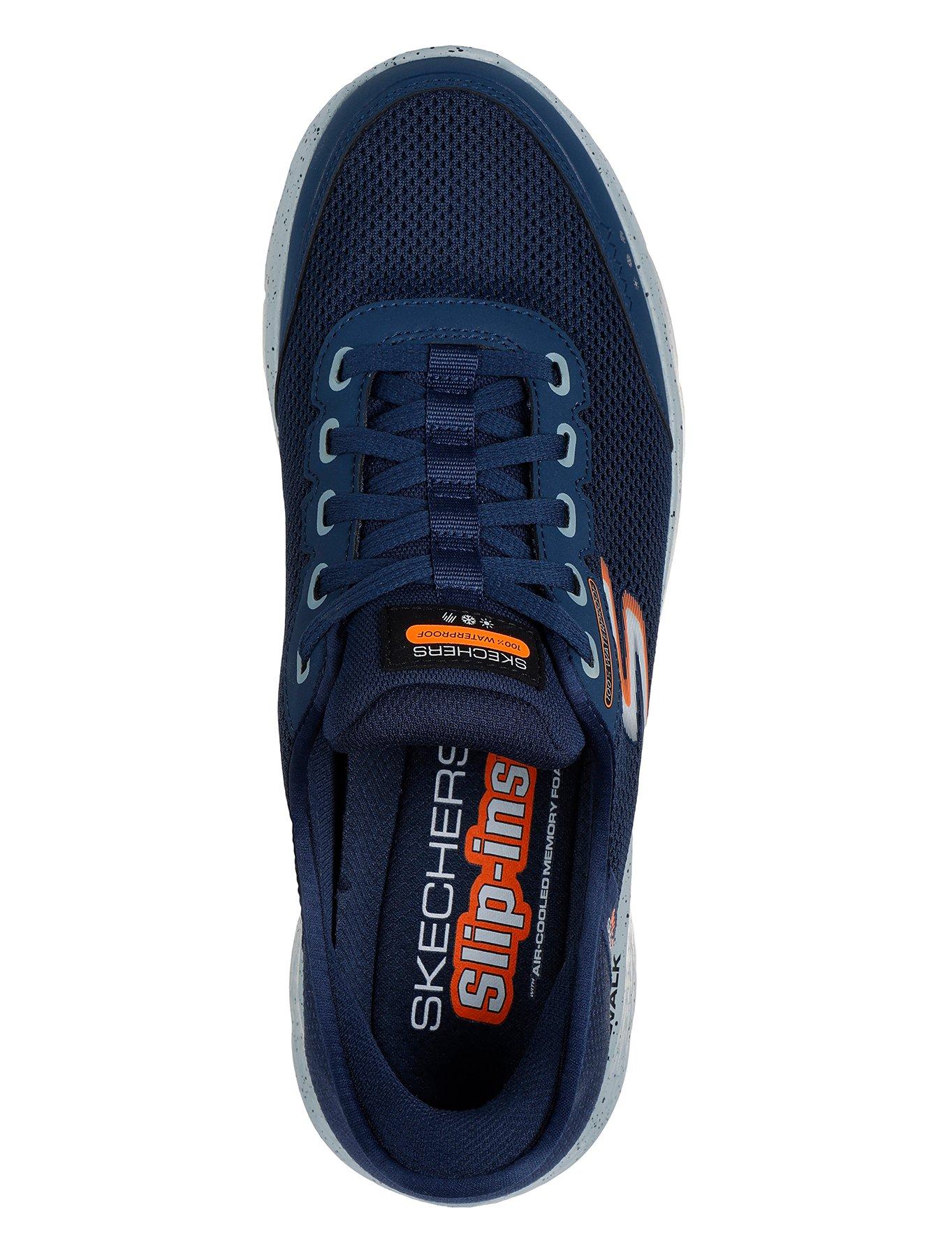 Skechers Slip Ins Go Walk Flex 100 Waterproof Lace Up Trainers Navy Textile Very