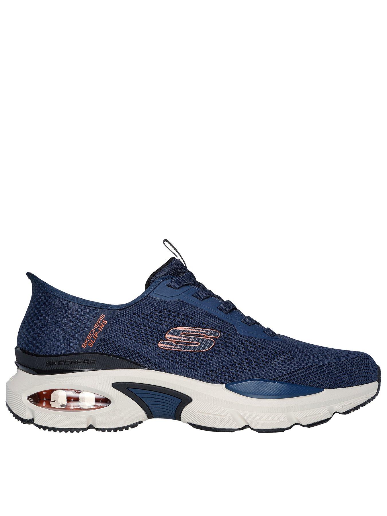 Skechers Slip Ins Skech Air Trainers Navy Knit Synthetic Orange Trim Very