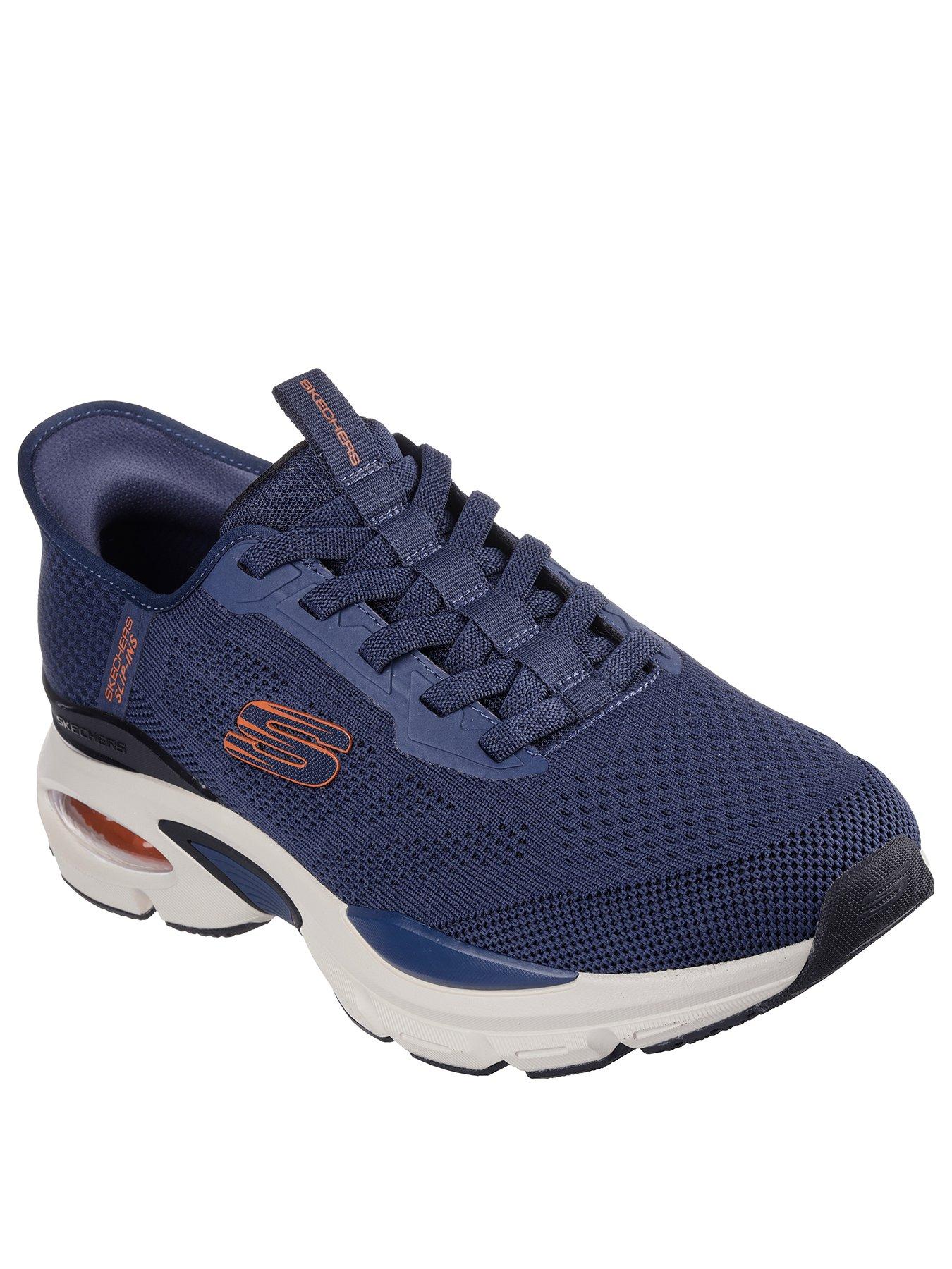 Skechers Slip Ins Skech Air Trainers Navy Knit Synthetic Orange Trim Very