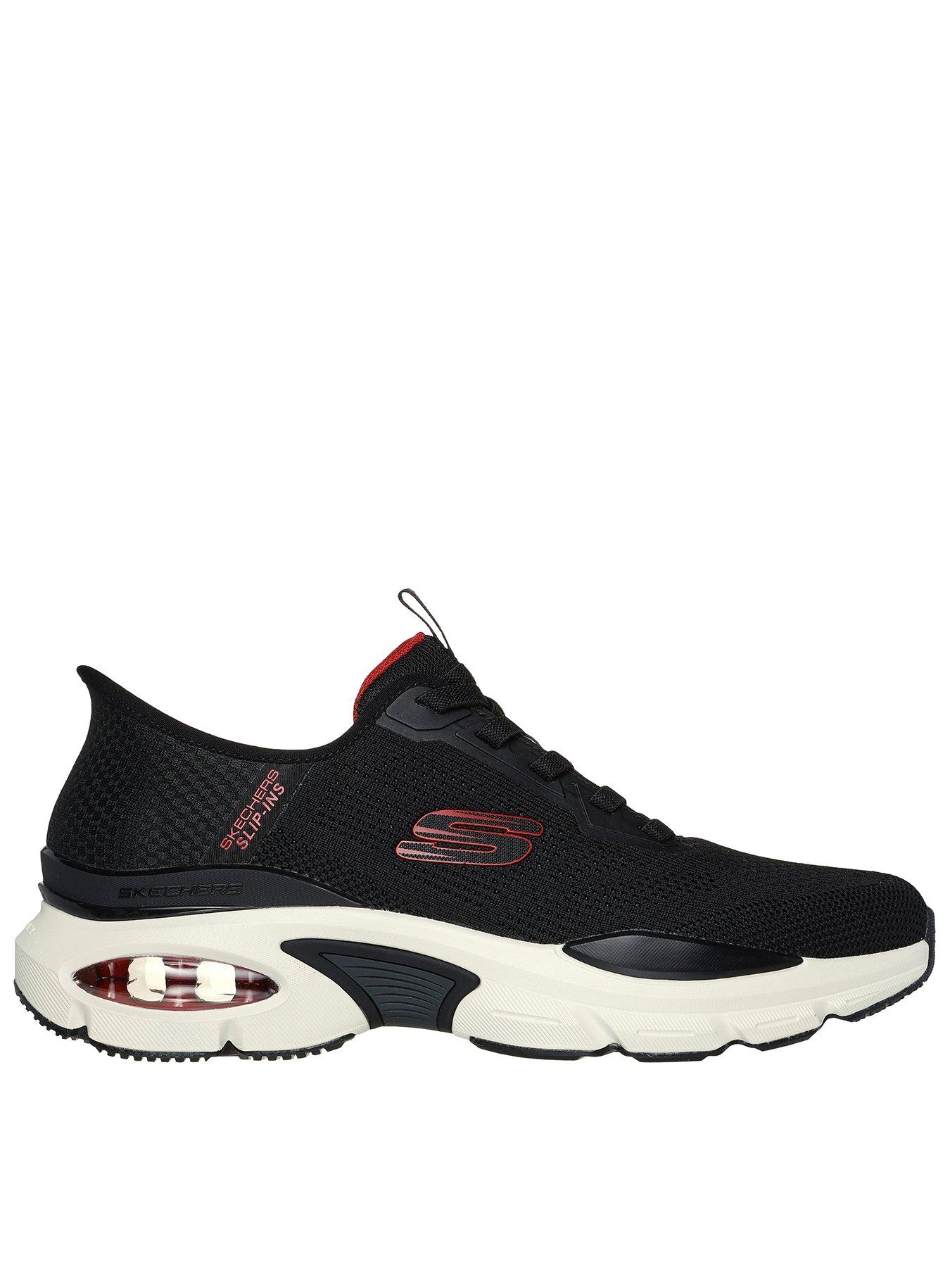 Slip Ins Skech Air Trainers Black Knit Synthetic Red Trim