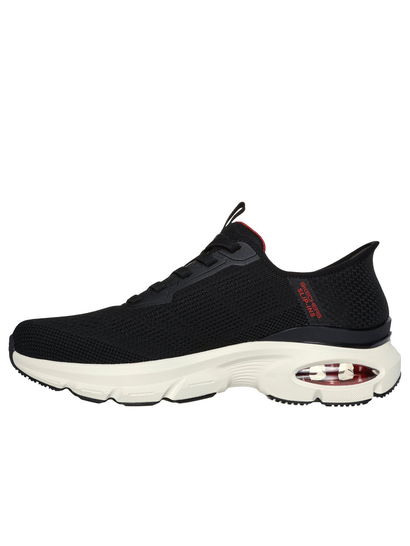 Skechers Slip Ins Skech Air Trainers Black Knit Synthetic Red Trim Very