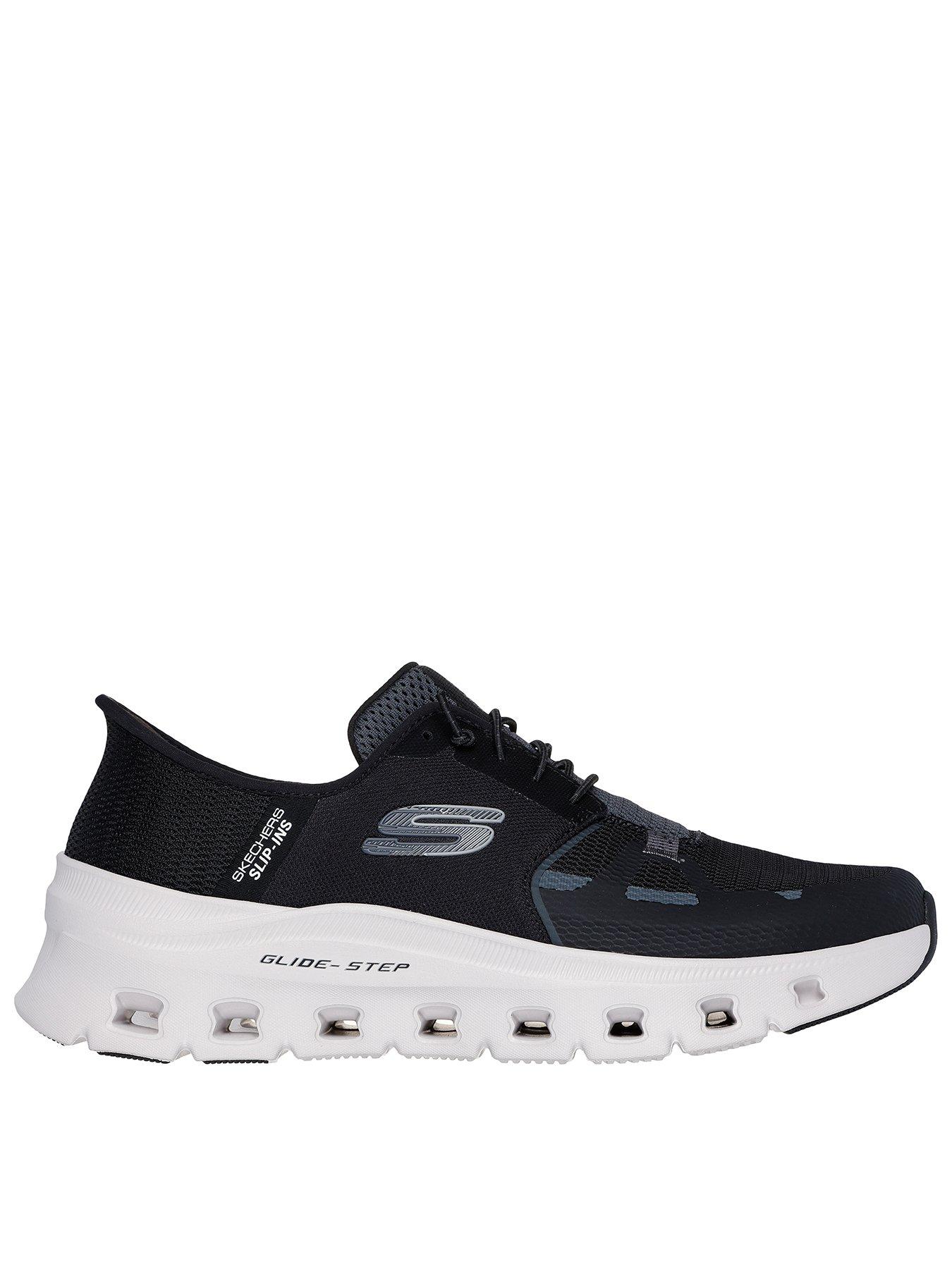 Skechers Glide-Step Slip-Ins Bungee Lace Trainers - Black Mesh