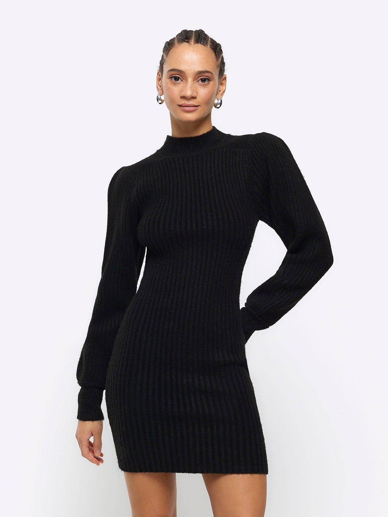 River Island Puff Sleeve Cosy Jumper - Black | Very.co.uk