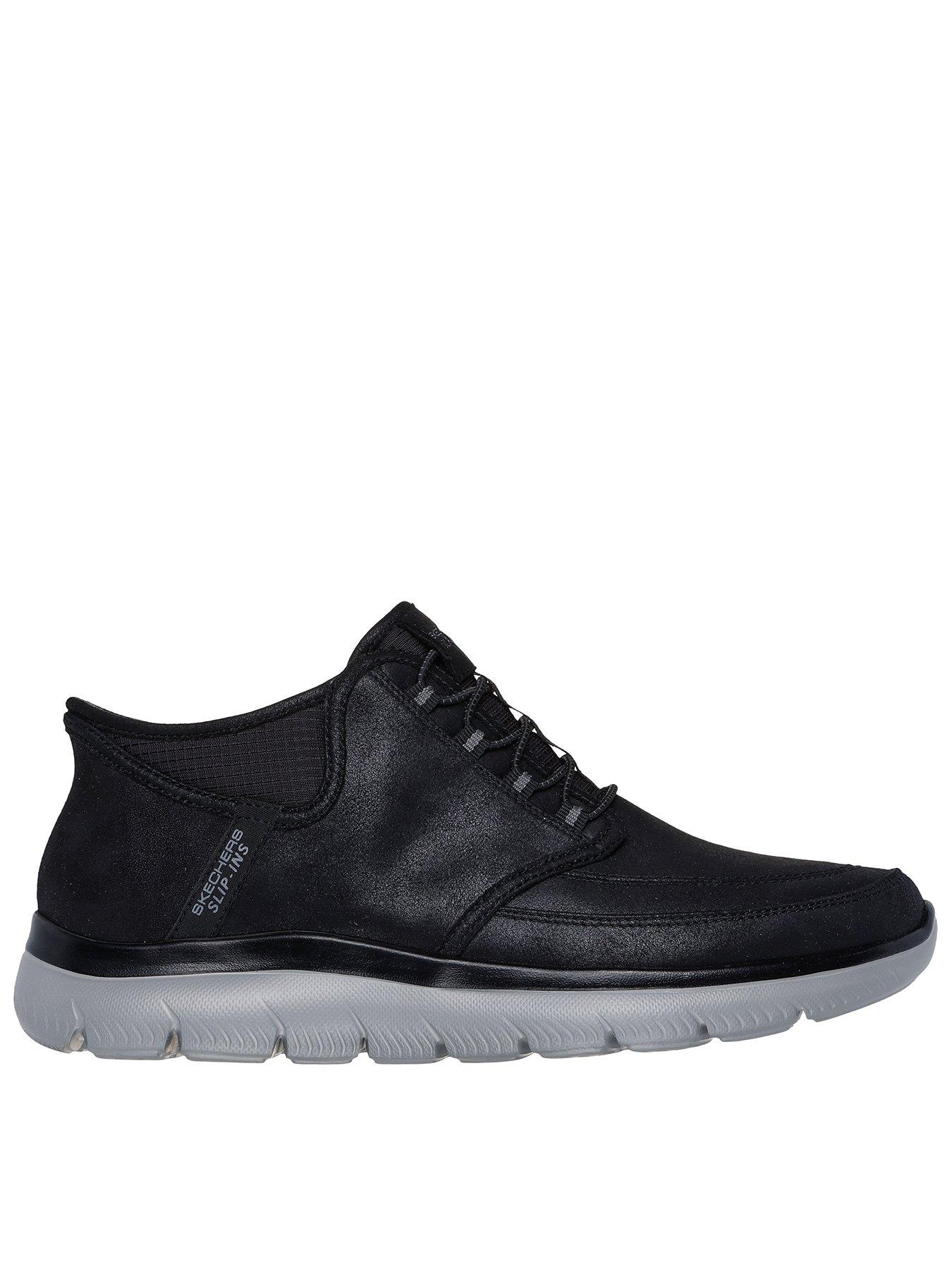 undefined Summits Slip-Ins Bungee Lace Mid Lace Up Shoes - Black Suede