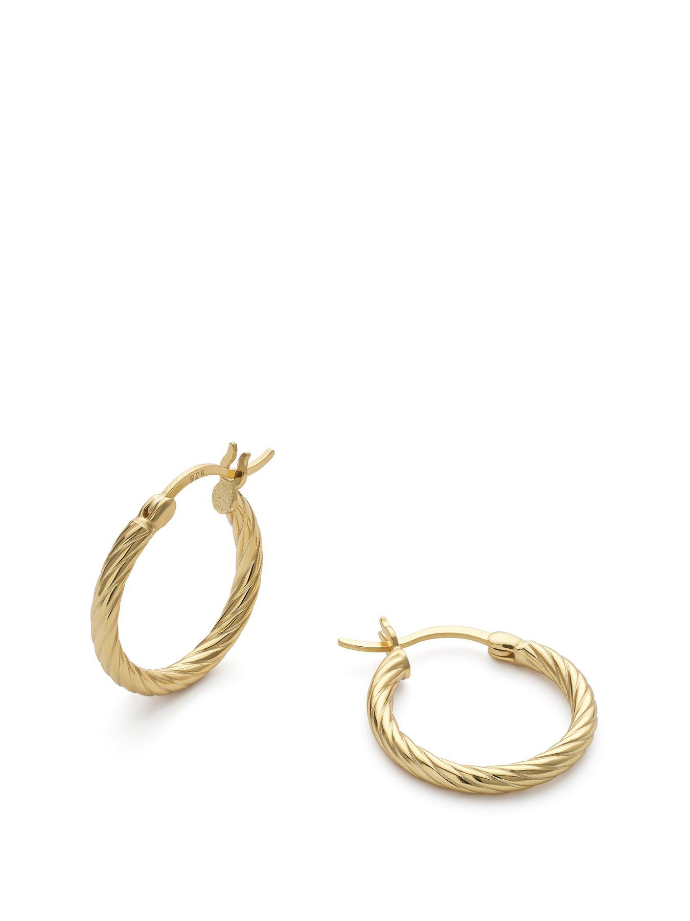 Product photograph of Elk Bloom Large Gold Twist Huggie Hoop Earrings - Gold from very.co.uk