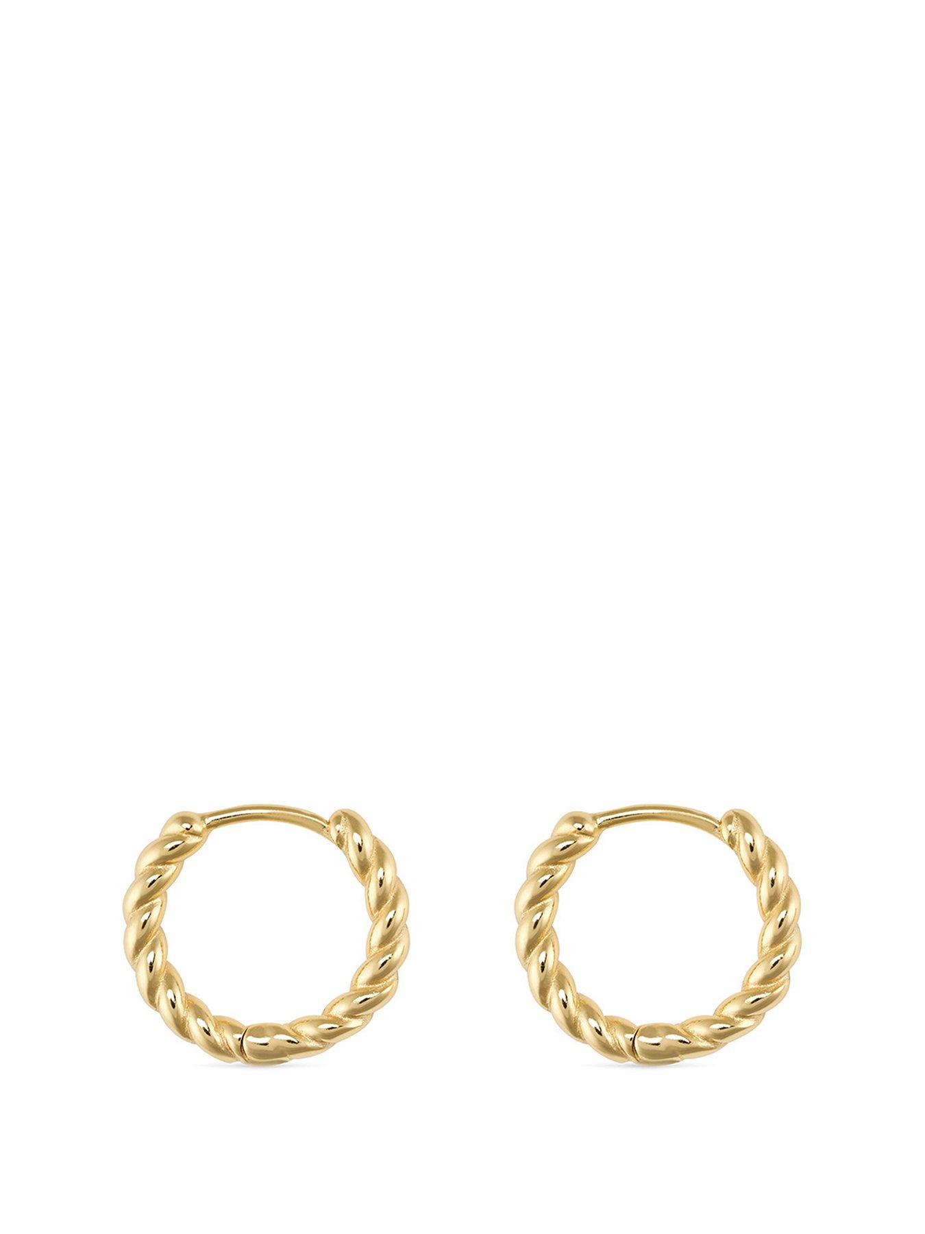 Product photograph of Elk Bloom Small Gold Thin Hoop Earrings - Gold from very.co.uk
