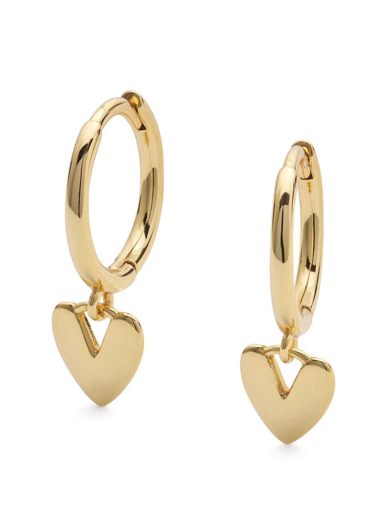 Product photograph of Elk Bloom 14k Gold Plated Love Heart Hoop Earrings from very.co.uk