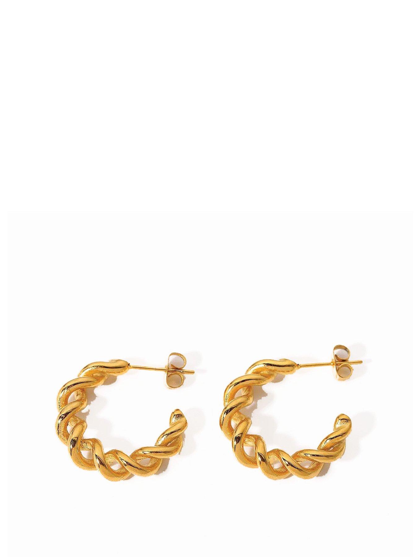 Product photograph of Elk Bloom Chunky 18k Thick Gold Hoops - Gold from very.co.uk