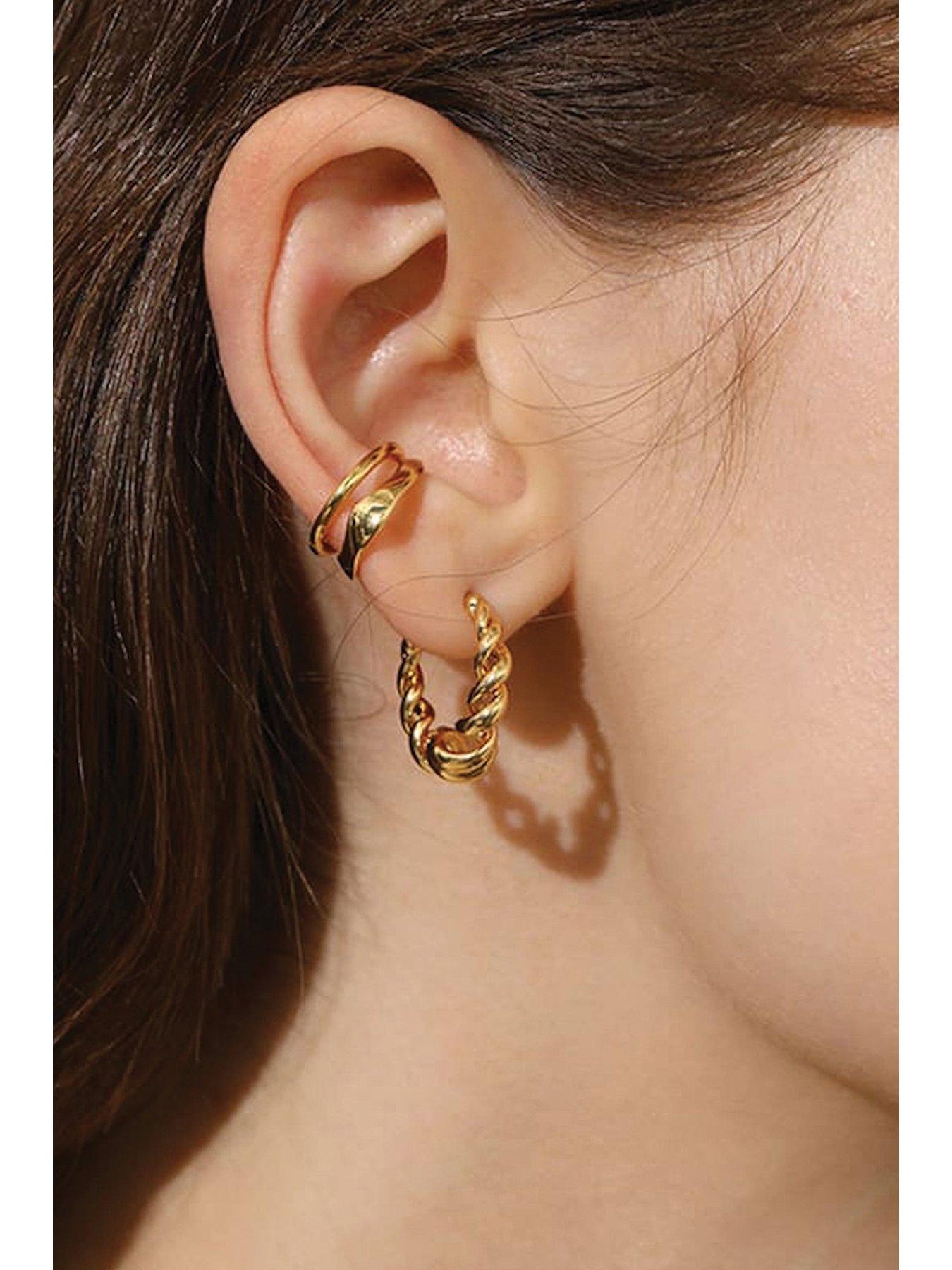 Image 2 of 8 of Elk & Bloom Chunky 18K Thick Gold Plated Hoops