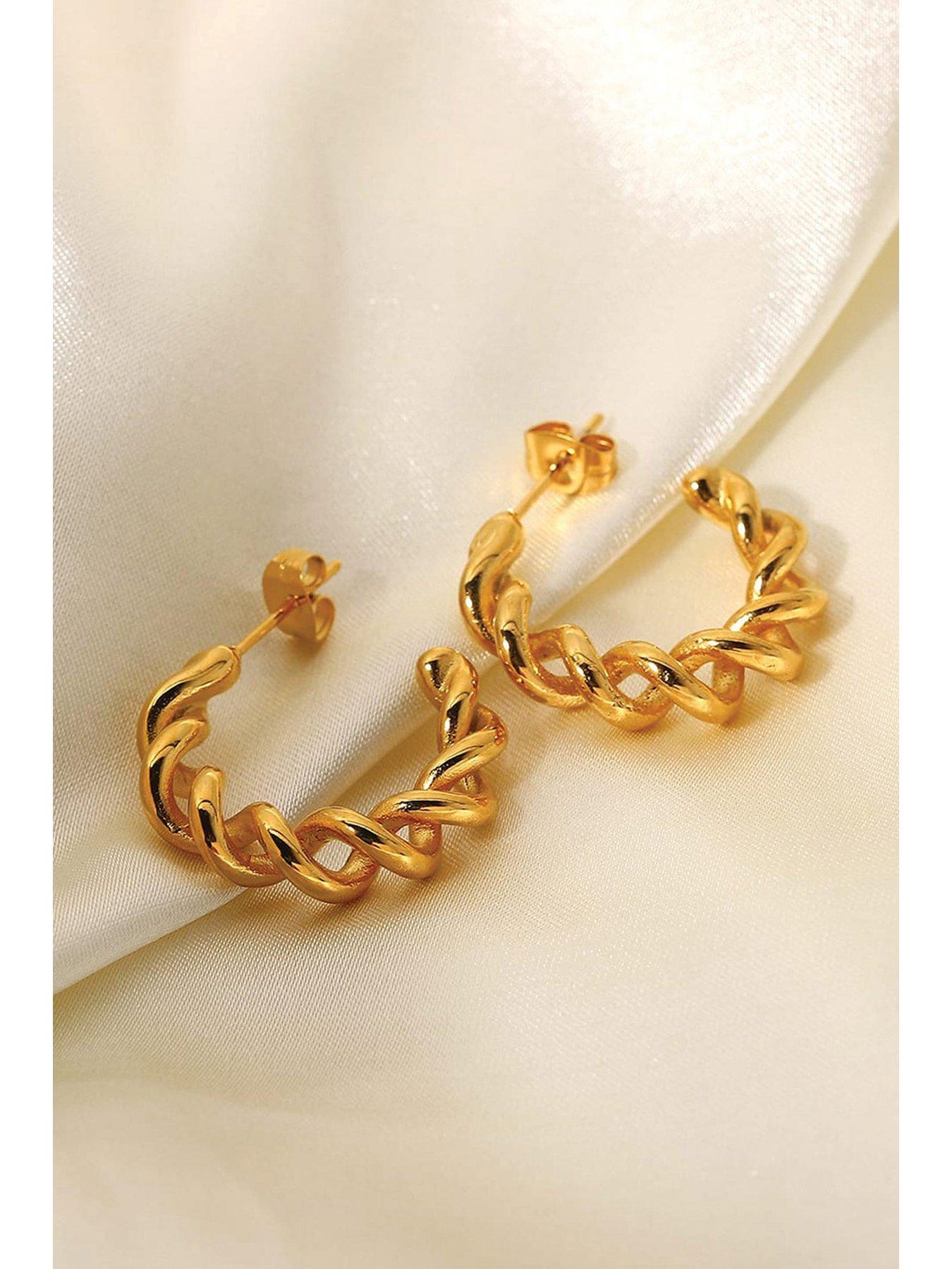 Image 3 of 8 of Elk & Bloom Chunky 18K Thick Gold Plated Hoops