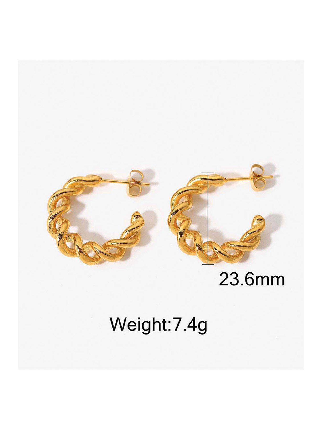 Image 4 of 8 of Elk & Bloom Chunky 18K Thick Gold Plated Hoops