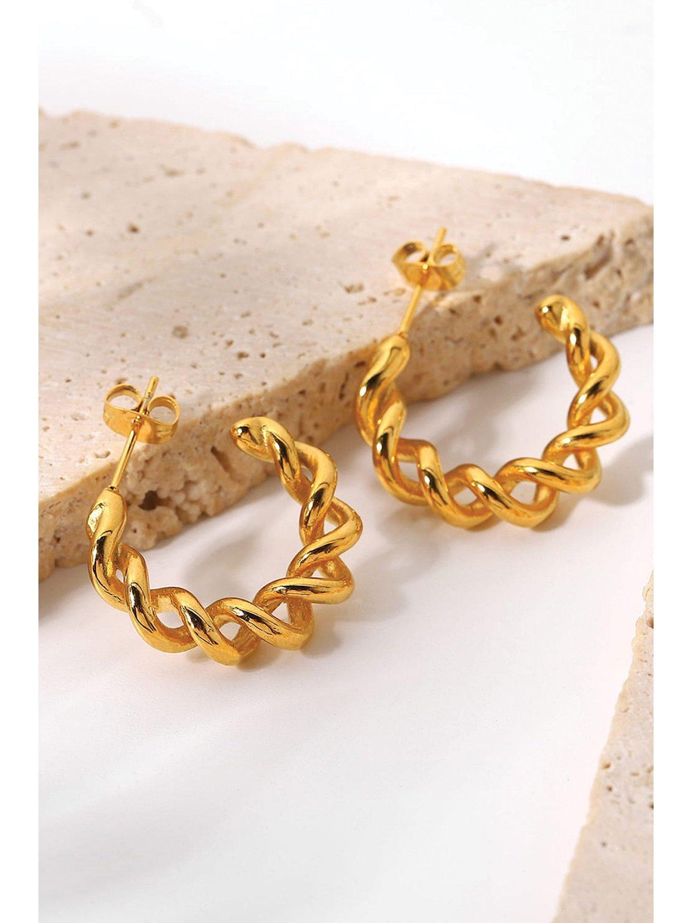 Image 5 of 8 of Elk & Bloom Chunky 18K Thick Gold Plated Hoops