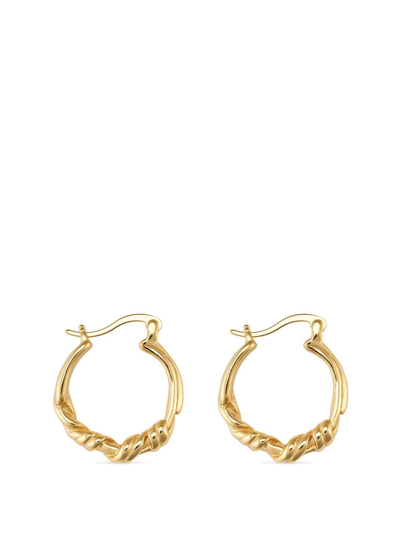 Product photograph of Elk Bloom Chunky 14k Plated Gold Twisted Hoop Earrings from very.co.uk