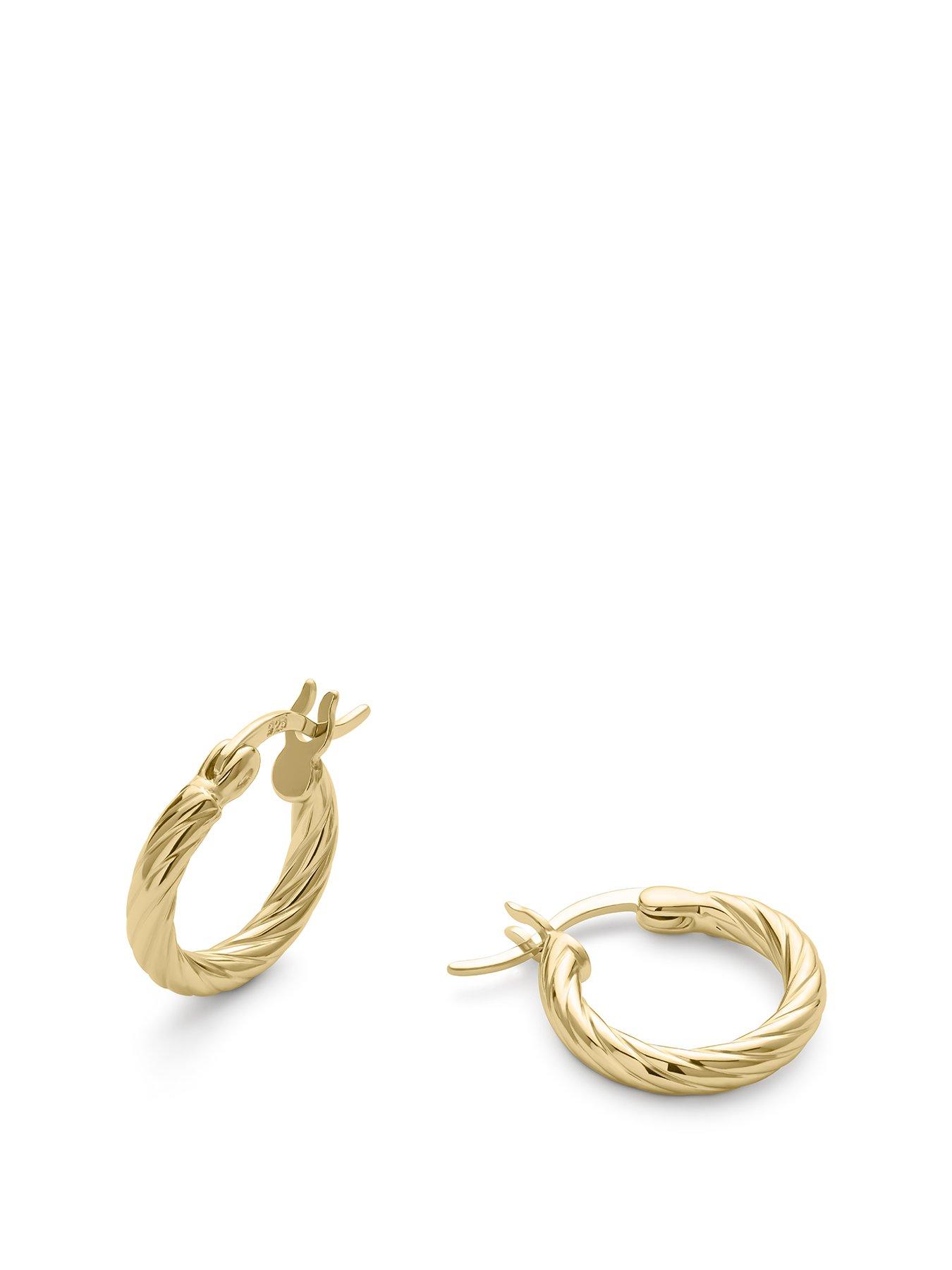 Product photograph of Elk Bloom Small Gold Twist Huggie Hoop Earrings - Gold from very.co.uk