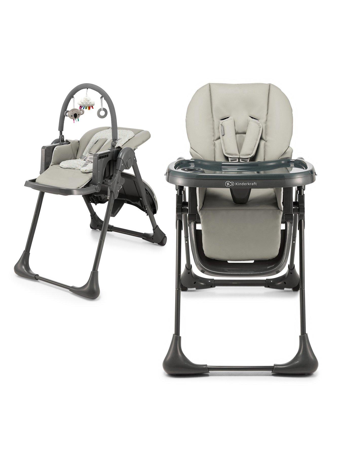 Product photograph of Kinderkraft Tummie Folding Feeding Highchair - Grey from very.co.uk
