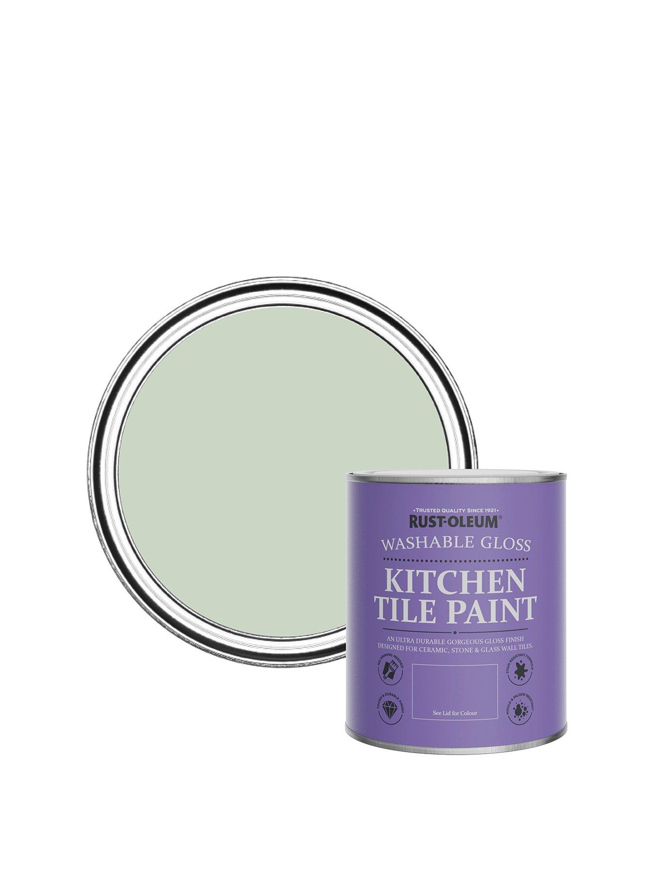 Product photograph of Rust-oleum Gloss Finish Kitchen Tile Paint - Laurel Green from very.co.uk