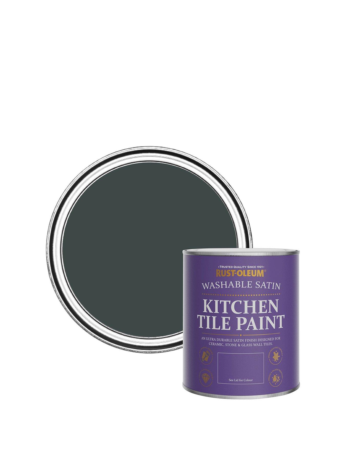 Product photograph of Rust-oleum Satin Finish Kitchen Tile Paint In Black Sand Ndash 750 Ml Tin from very.co.uk