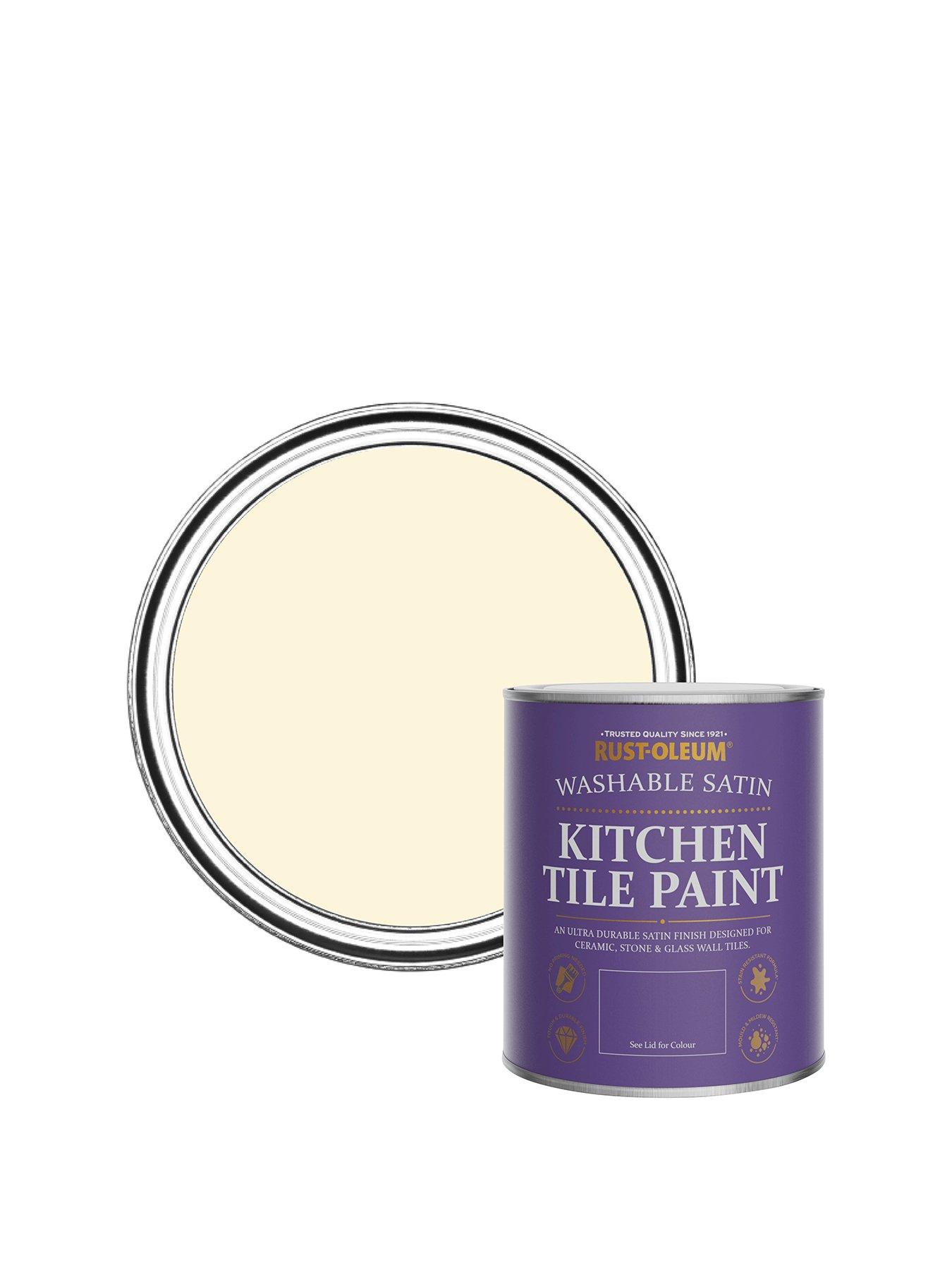 undefined Satin Finish Kitchen Tile Paint in Clotted Cream – 750 ml Tin