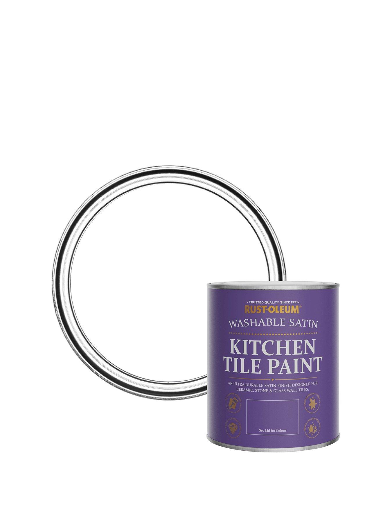 Image 1 of 6 of Rust-Oleum Satin Finish Kitchen Tile Paint in Cotton &ndash; 750 ml Tin