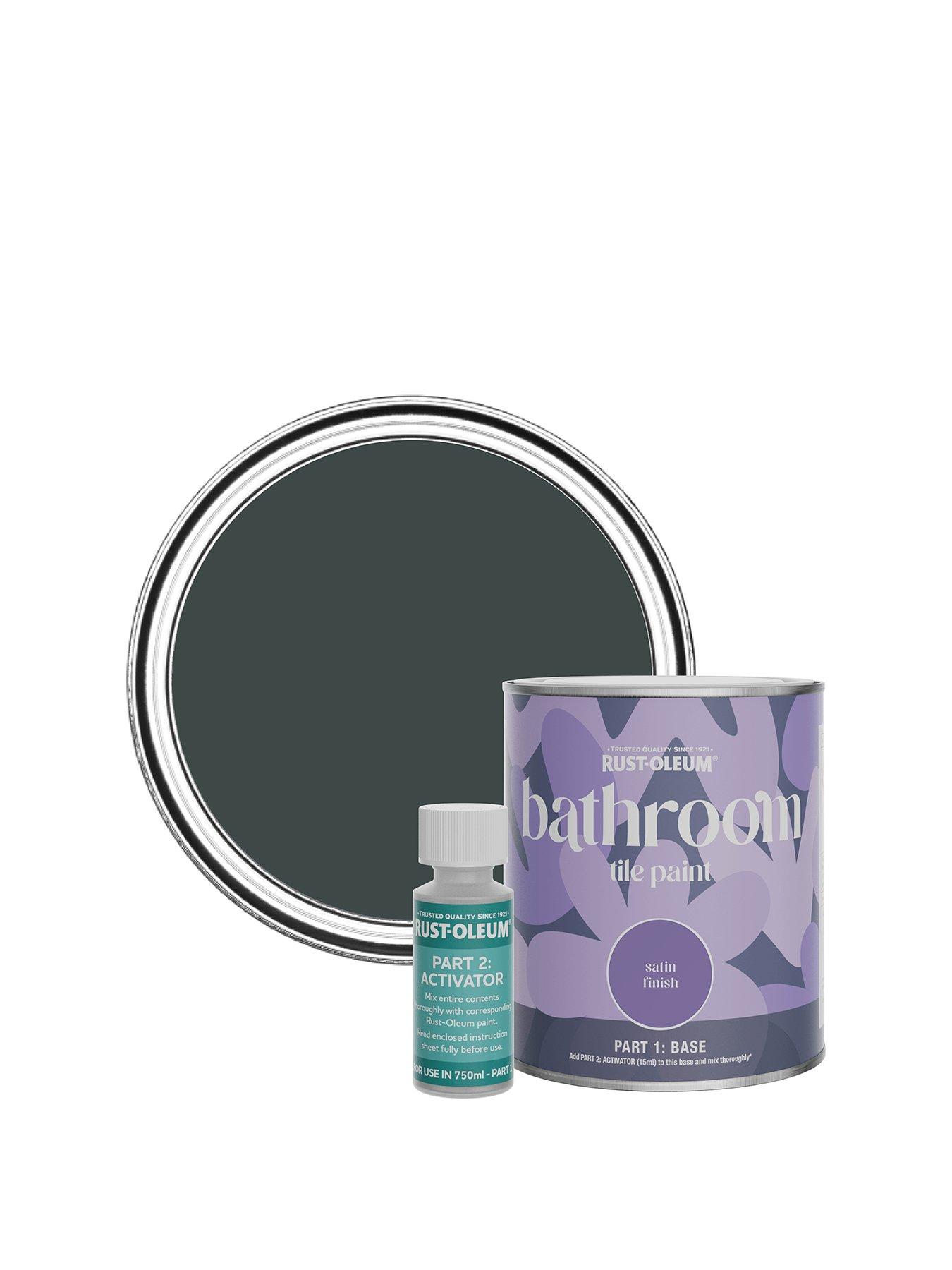 Product photograph of Rust-oleum Satin Finish Bathroom Tile Paint - Black Sand from very.co.uk