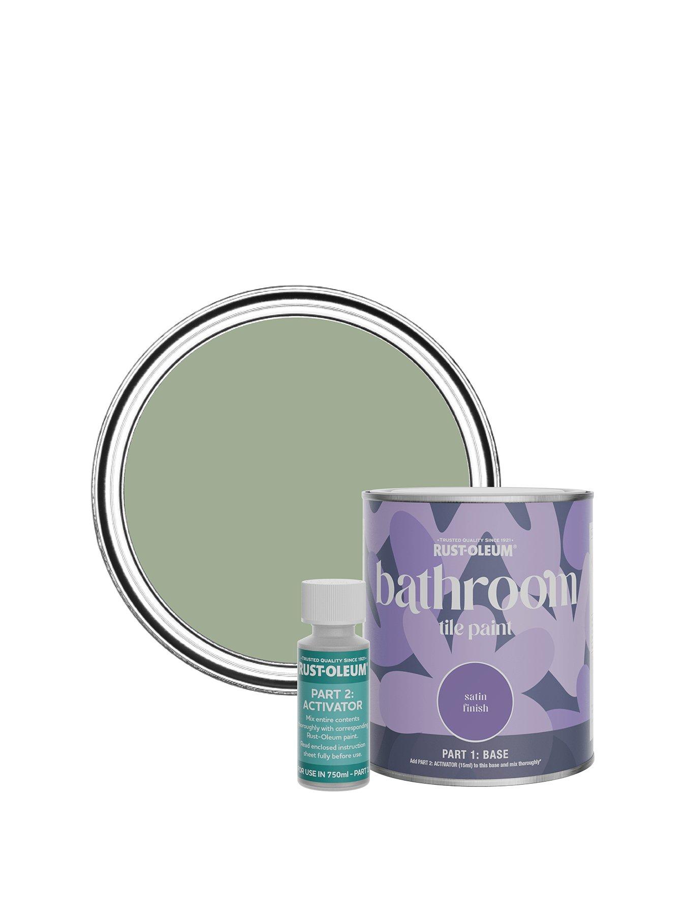 Product photograph of Rust-oleum Satin Finish Bathroom Tile Paint With Activator In Bramwell - 750 Ml Tin from very.co.uk