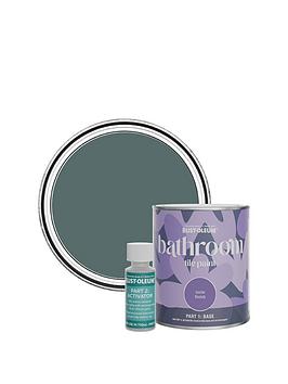 Product photograph of Rust-oleum Satin Finish Bathroom Tile Paint With Activator In Deep Sea - 750 Ml Tin from very.co.uk