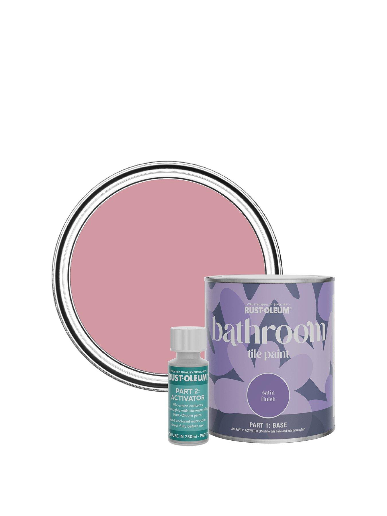 undefined Satin Finish Bathroom Tile Paint with Activator in Dusky Pink - 750 ml tin